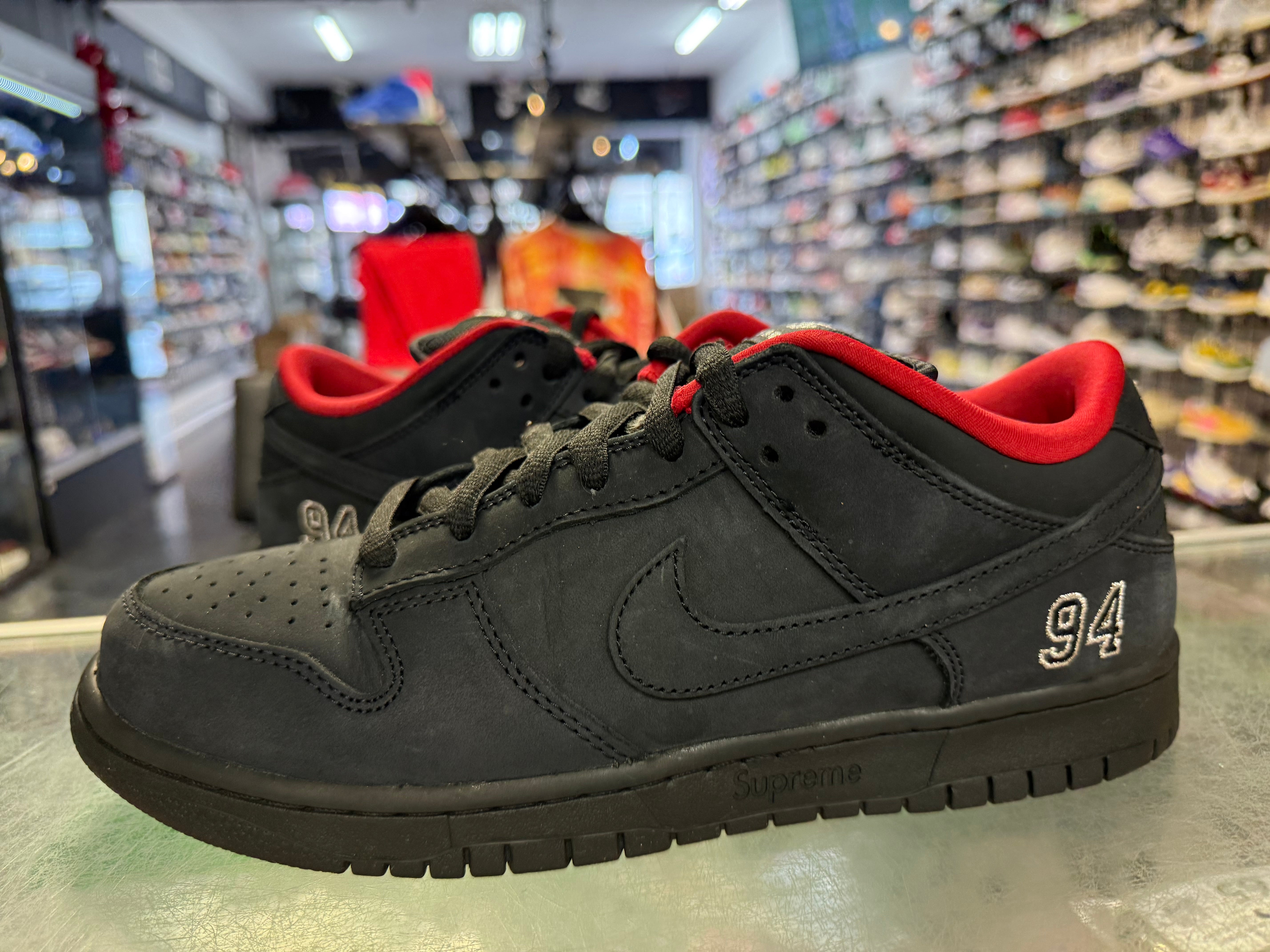 Size 10 Dunk Low SB Supreme 94 "Black"