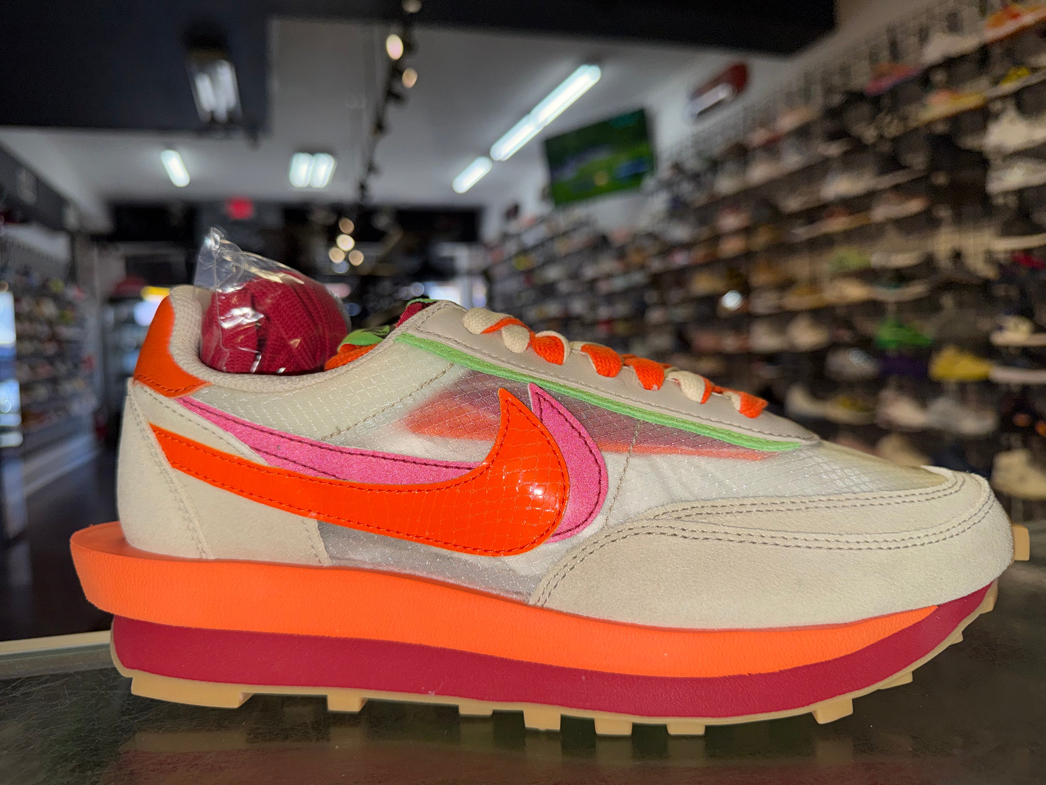 Size 8.5 Nike LD Waffle Sacai CLOT “Orange Blaze” Brand New