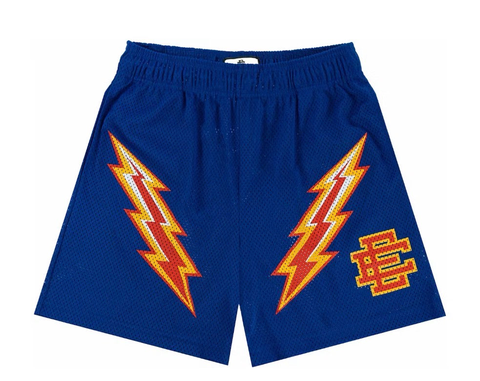 Size XXL Eric Emanuel EE Lightning Shorts “Blue/Red/Yellow” Brand New