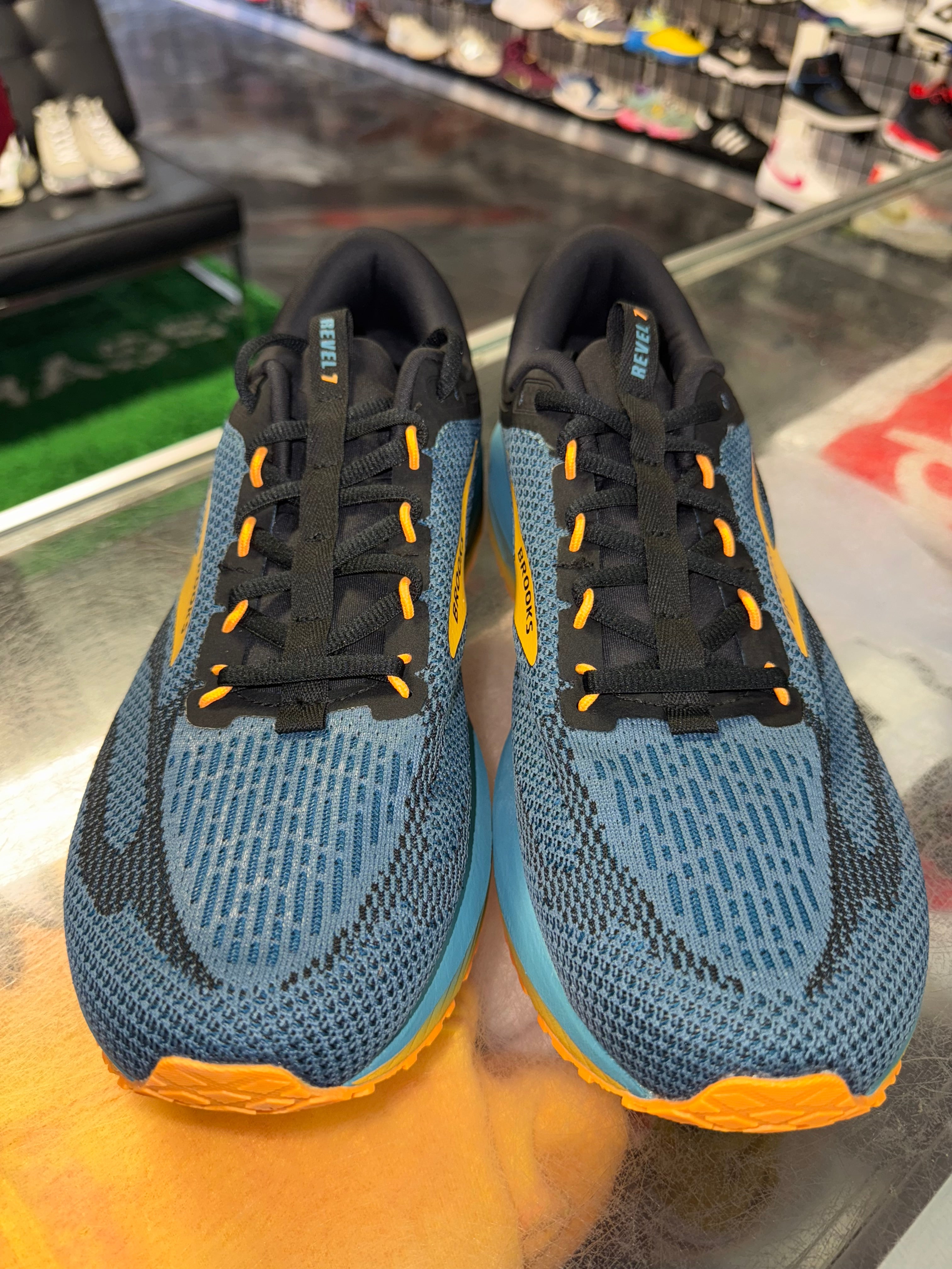 Size 12 Brooks Revel 7 "Storm Blue Orange" Brand New