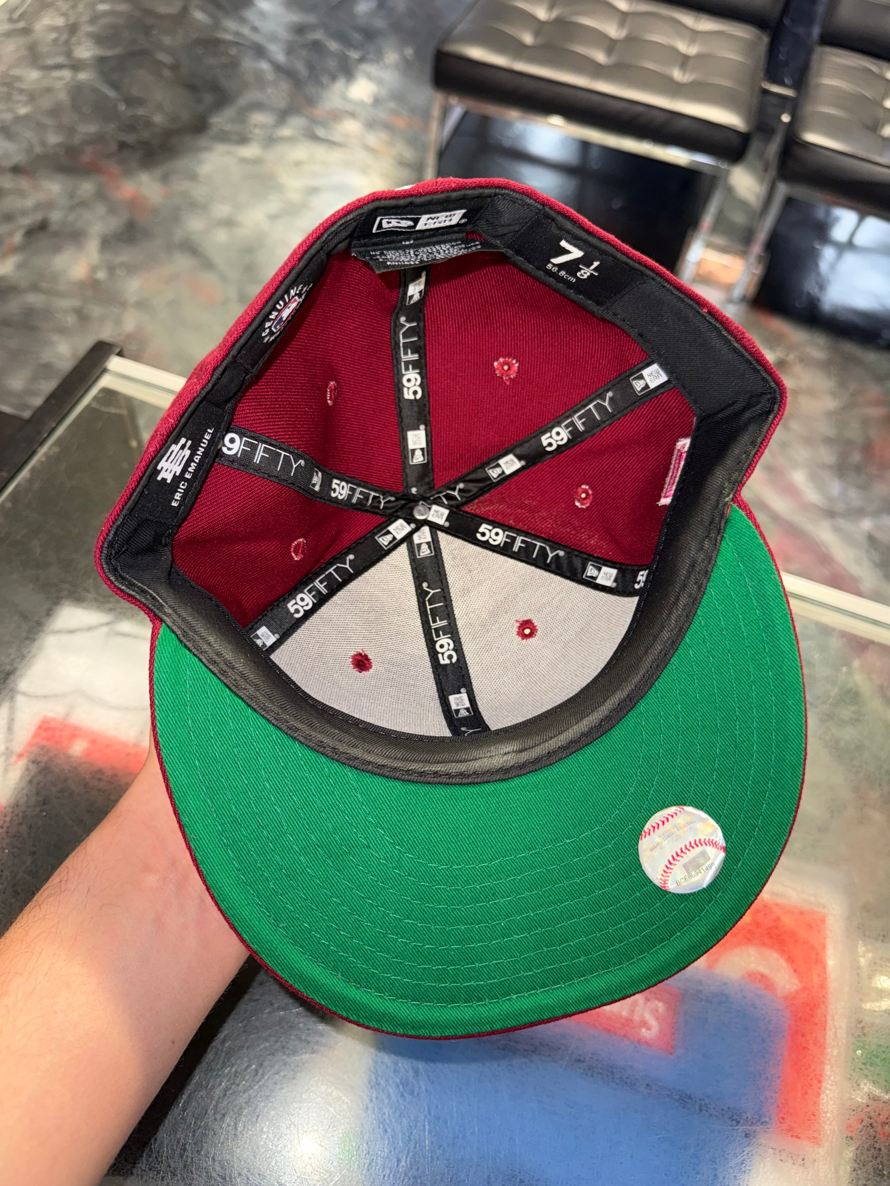 Size 7 1/8 Eric Emanuel New Era Yankee Fitted Hat “Maroon