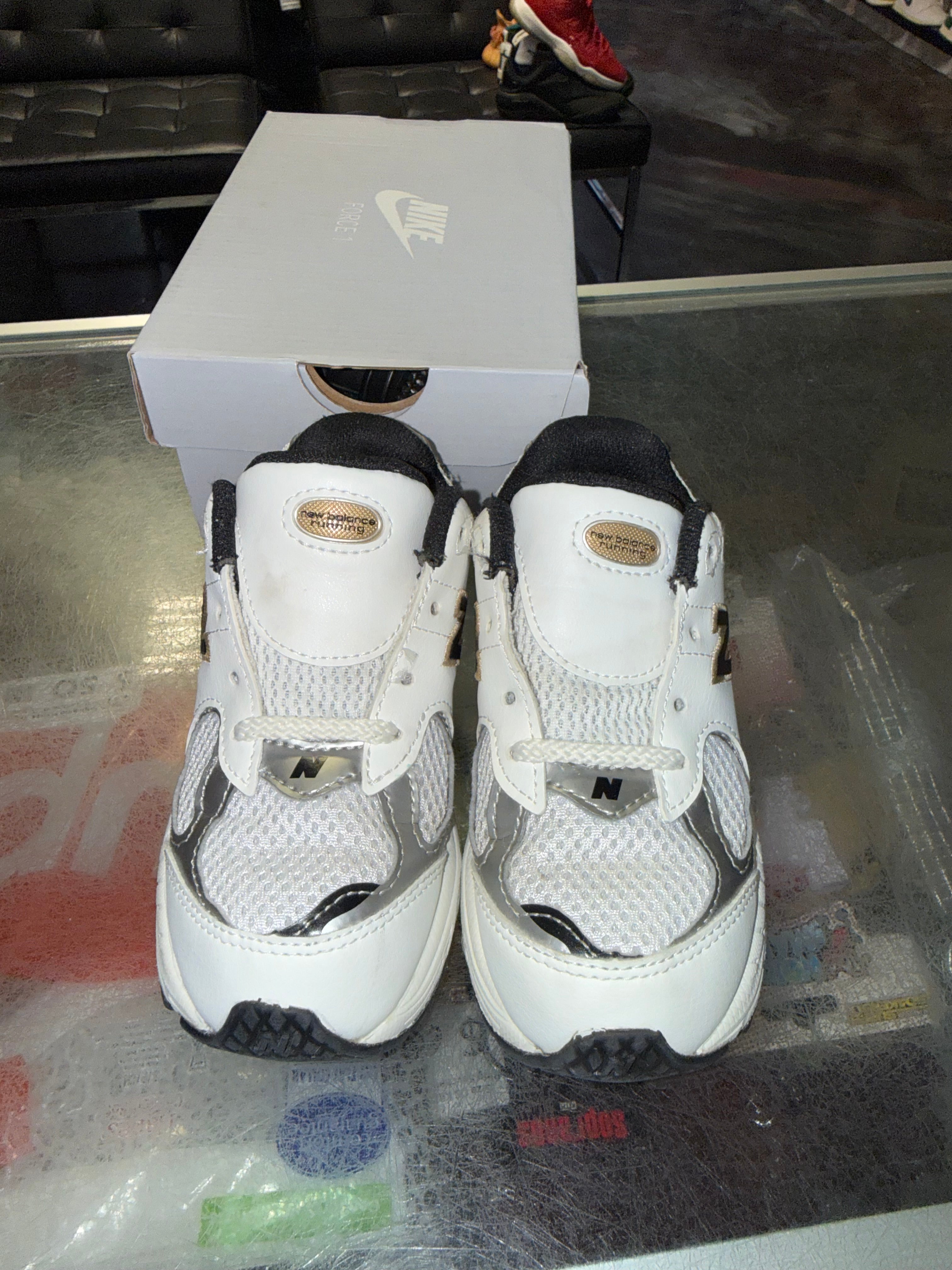 Size 9c New Balance 2002r “White/Gold” (TD)
