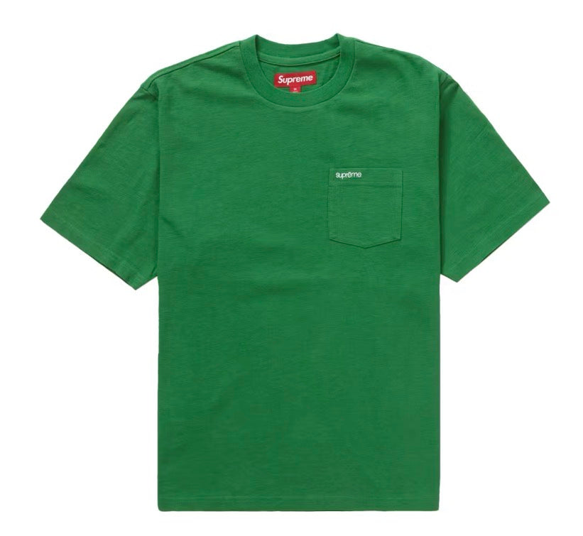 Size M Supreme Pocket Logo Tee “Green” Worn 1x