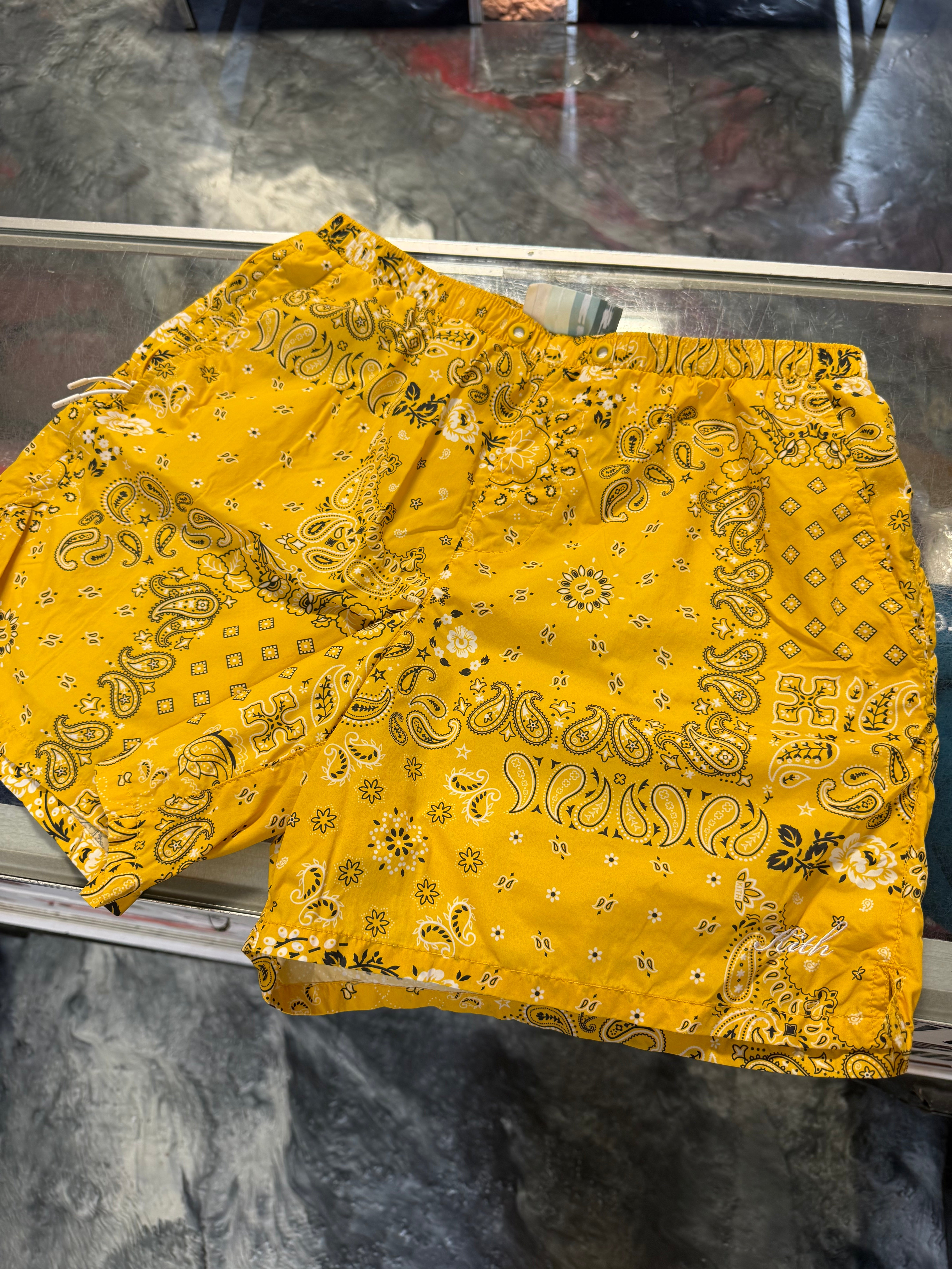 Size M Kith Water Shorts “Yellow Paisley”