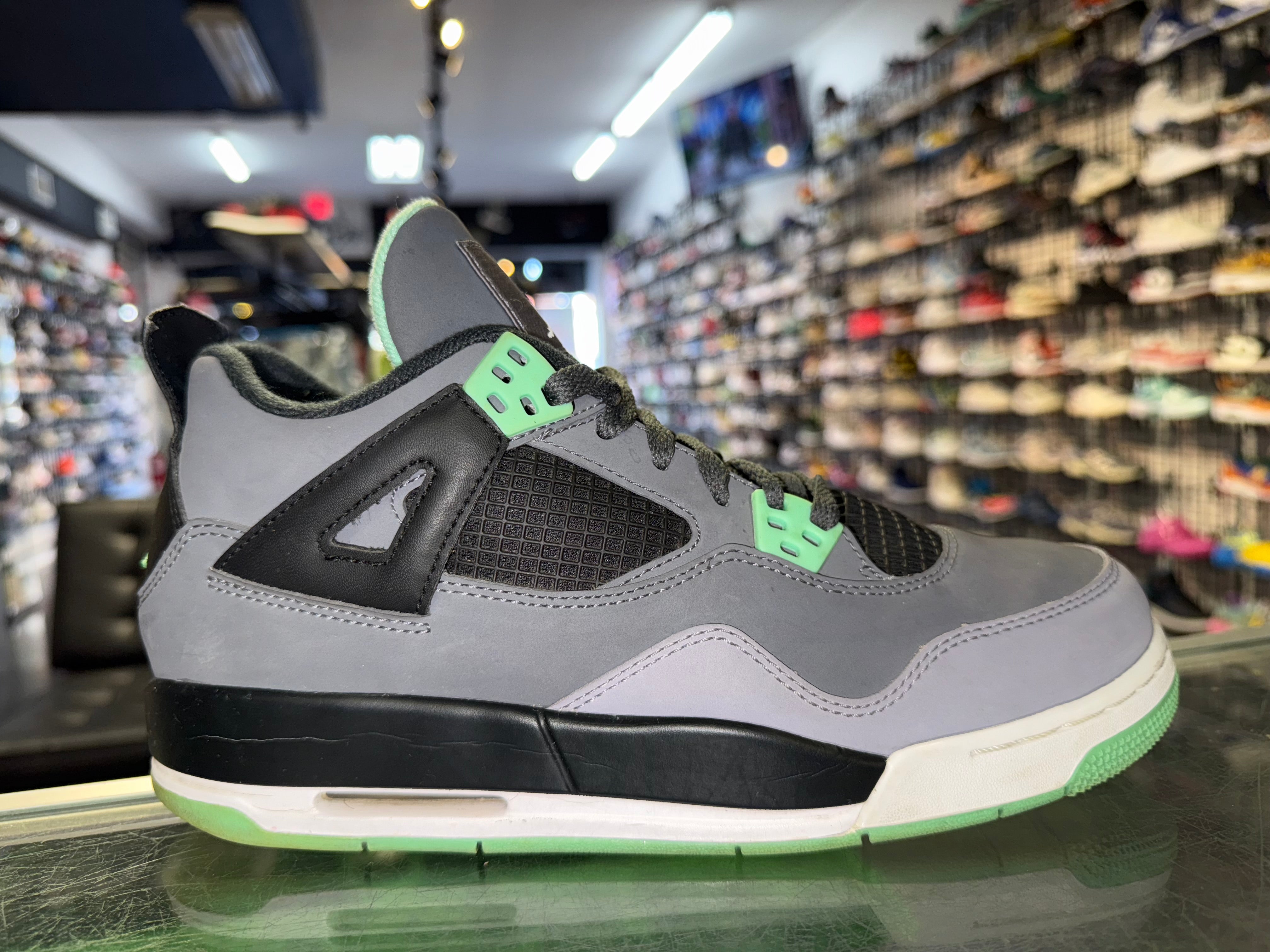 Size 7y Air Jordan 4 "Green Glow"