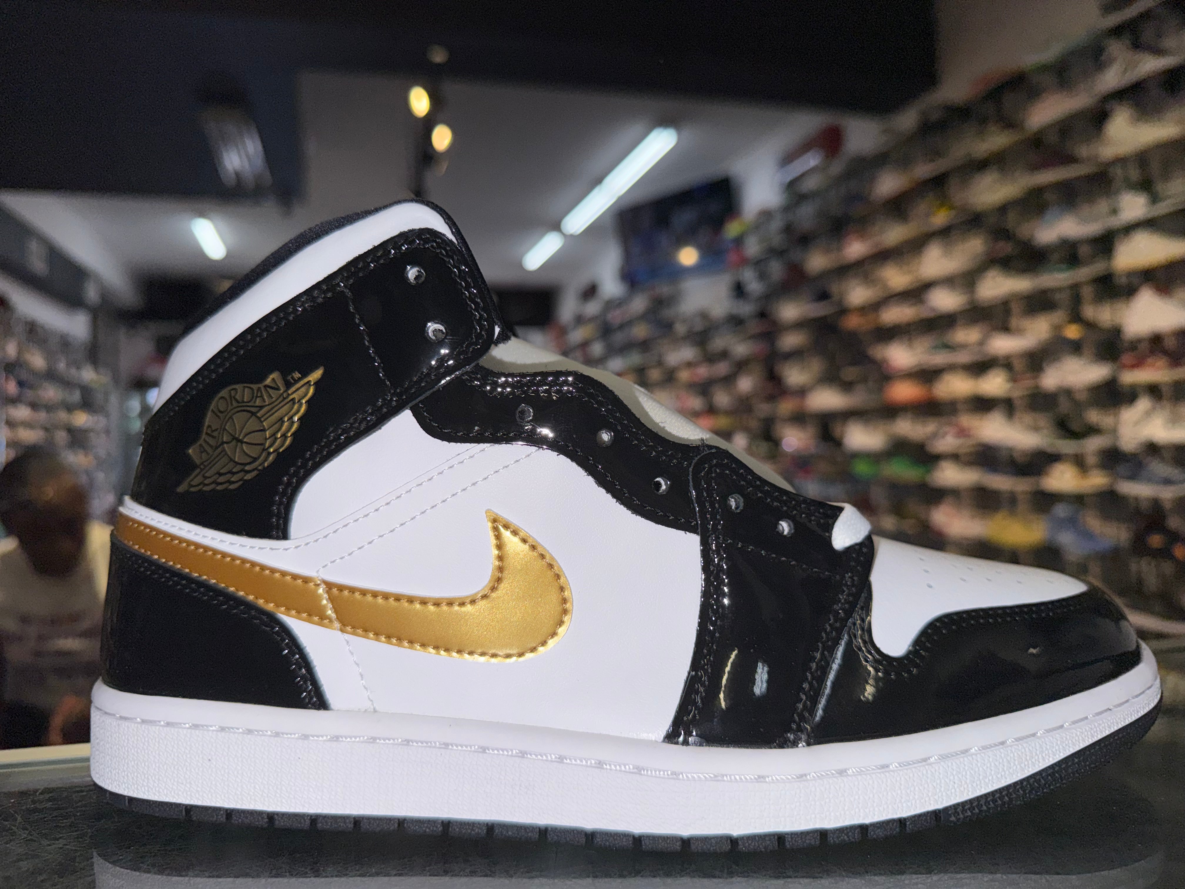 Size 10.5 Air Jordan 1 Mid "Patent White Gold" Brand New