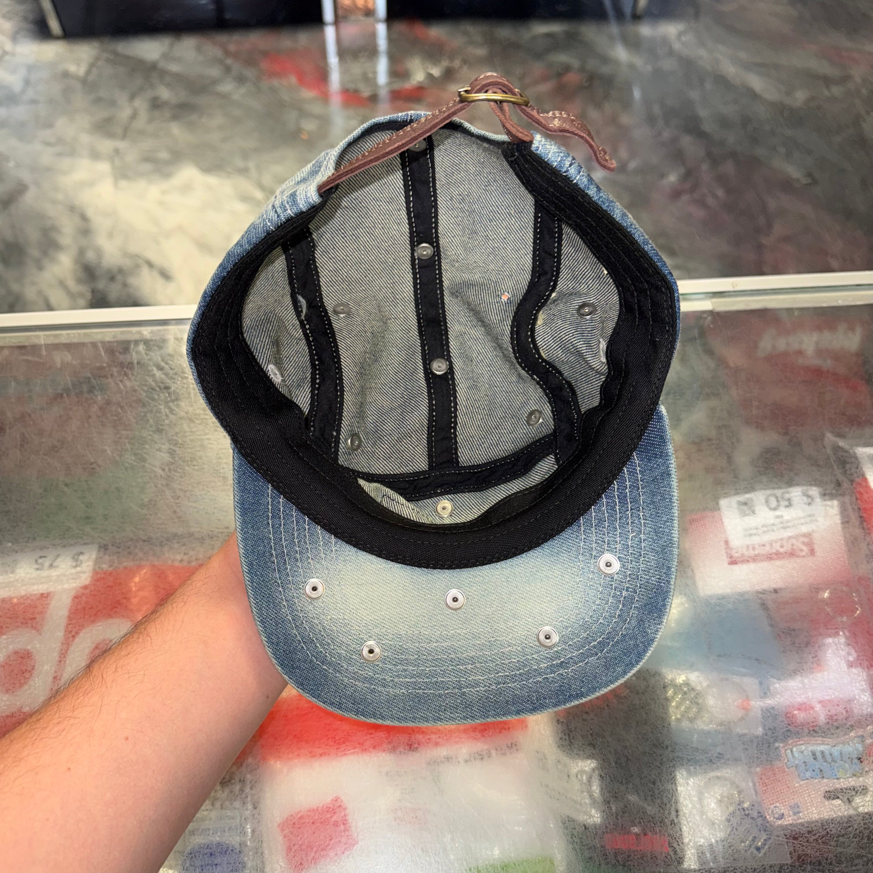 Size OS Supreme Star Studded Denim Camp Hat “Washed Indigo