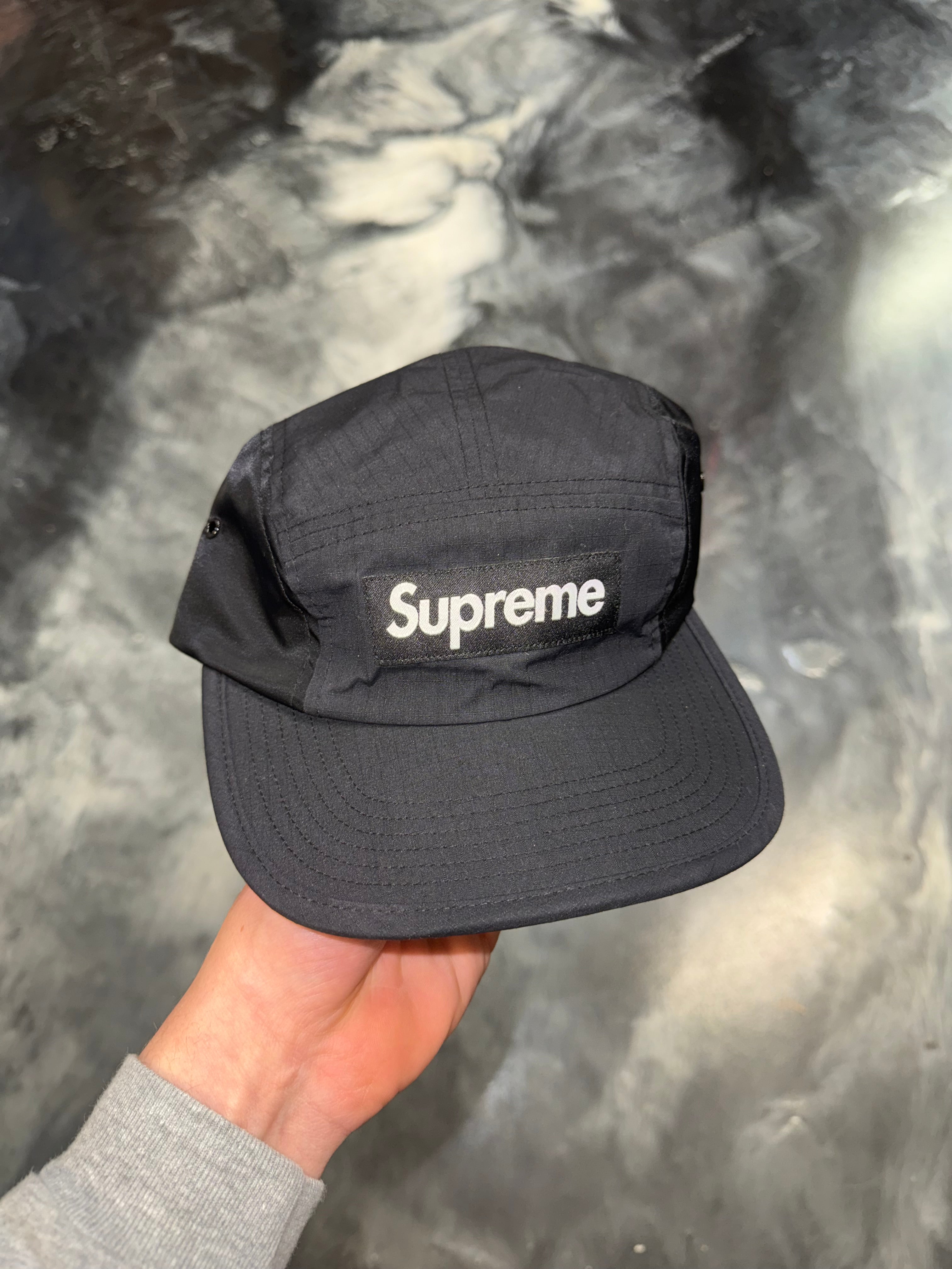 Size OS Supreme Waxed Cotton Camp Hat “Black”