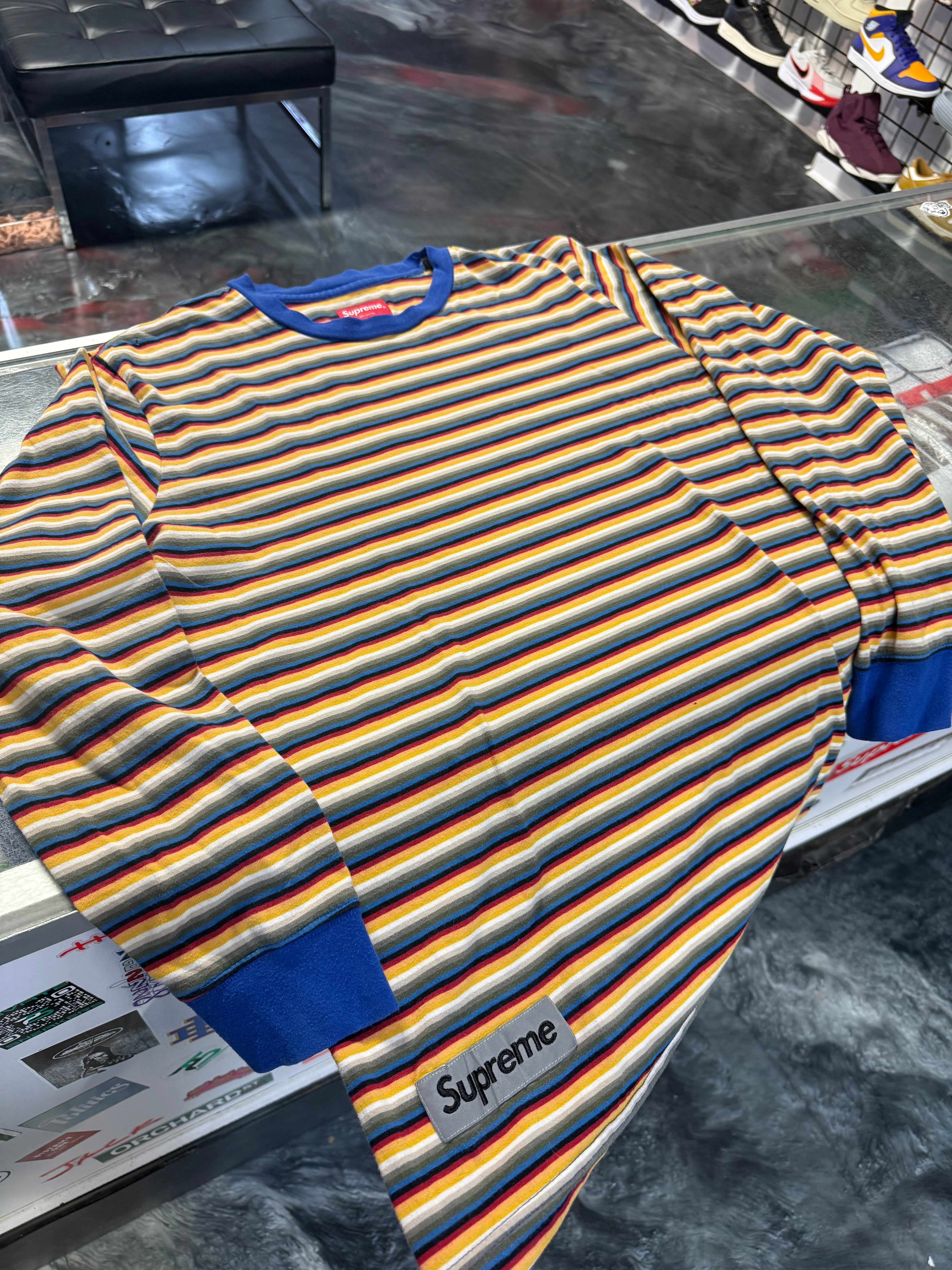Size M Supreme Striped Long Sleeve Tee “Multi”