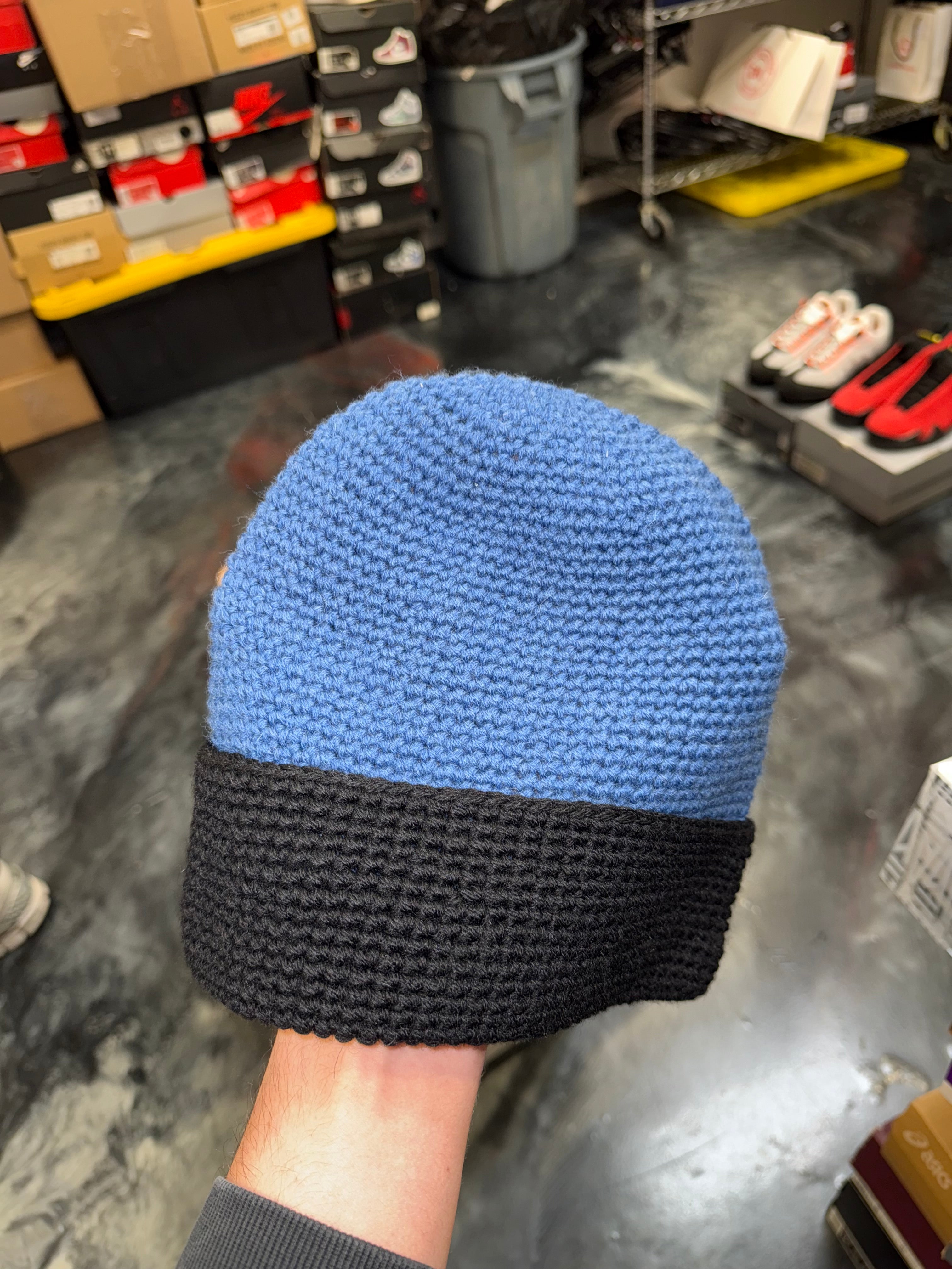 Size OS Supreme Two Tone Twill Beanie “Blue/Black”