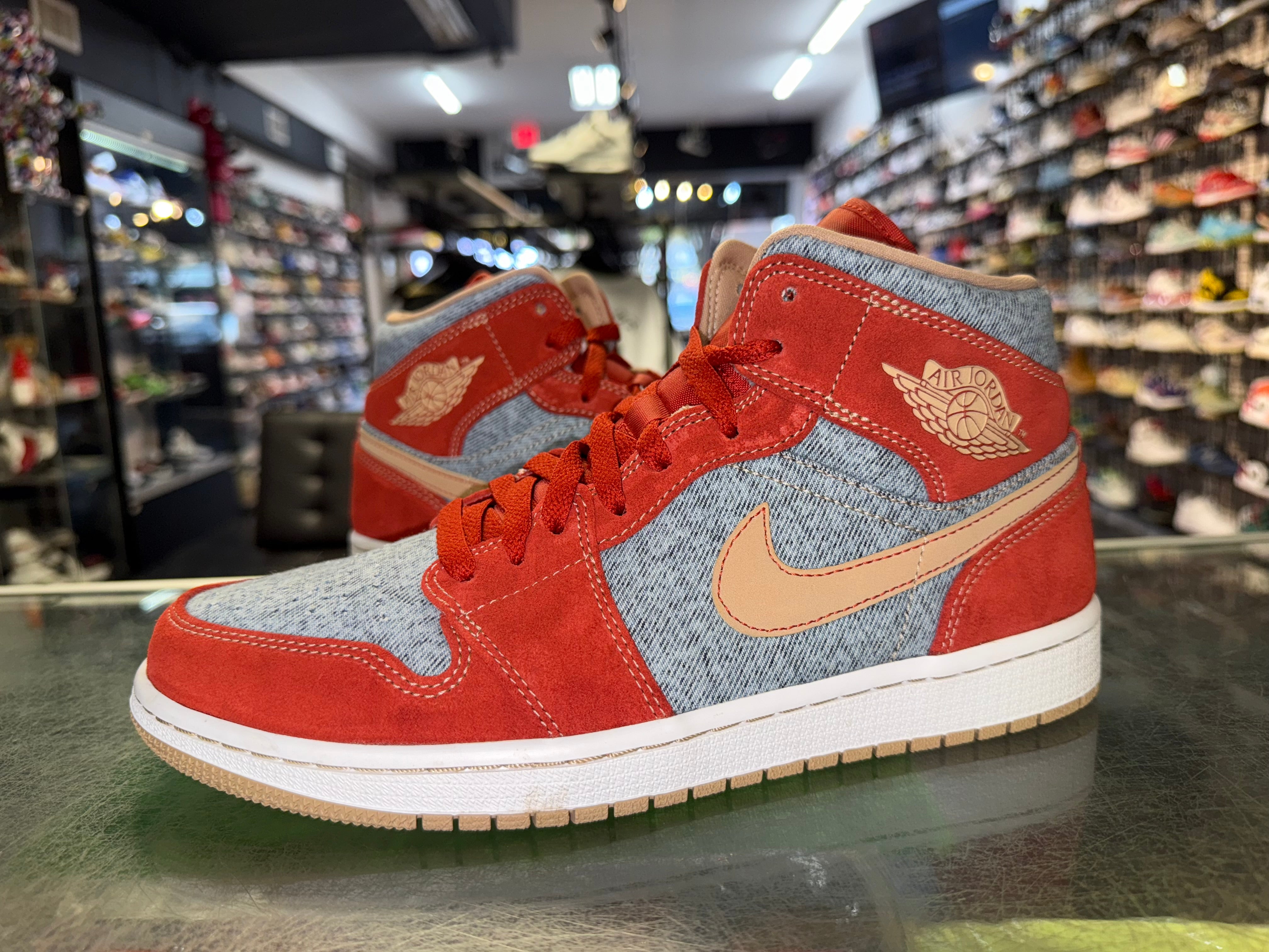 Size 9.5 Air Jordan 1 Mid "Denim Red"