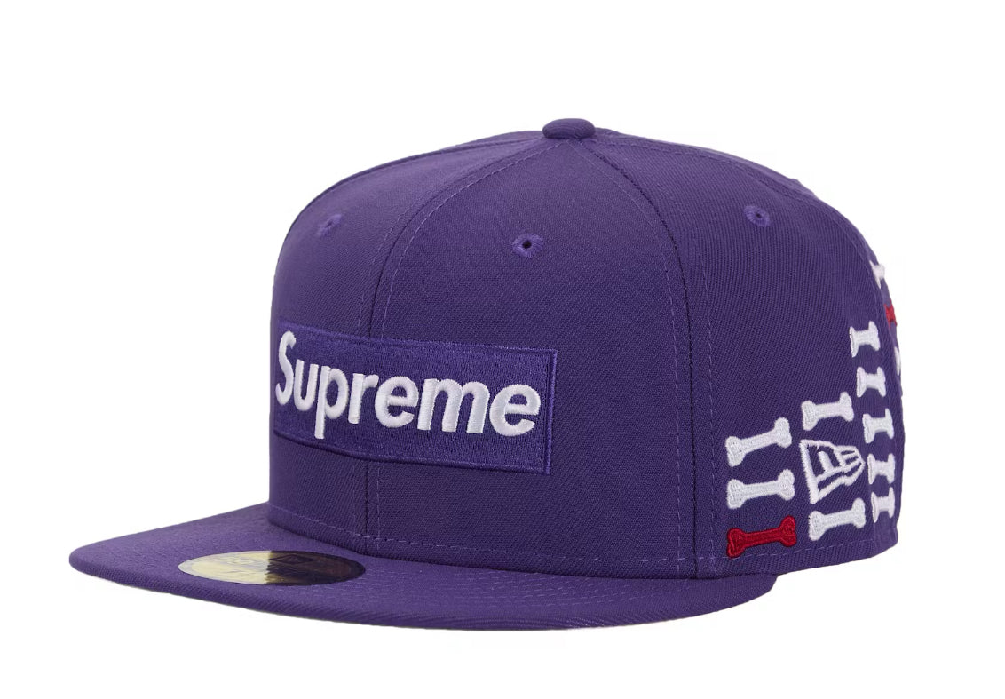 Size 7 5/8 Supreme Bones Box Logo Fitted Hat “Purple” Brand New