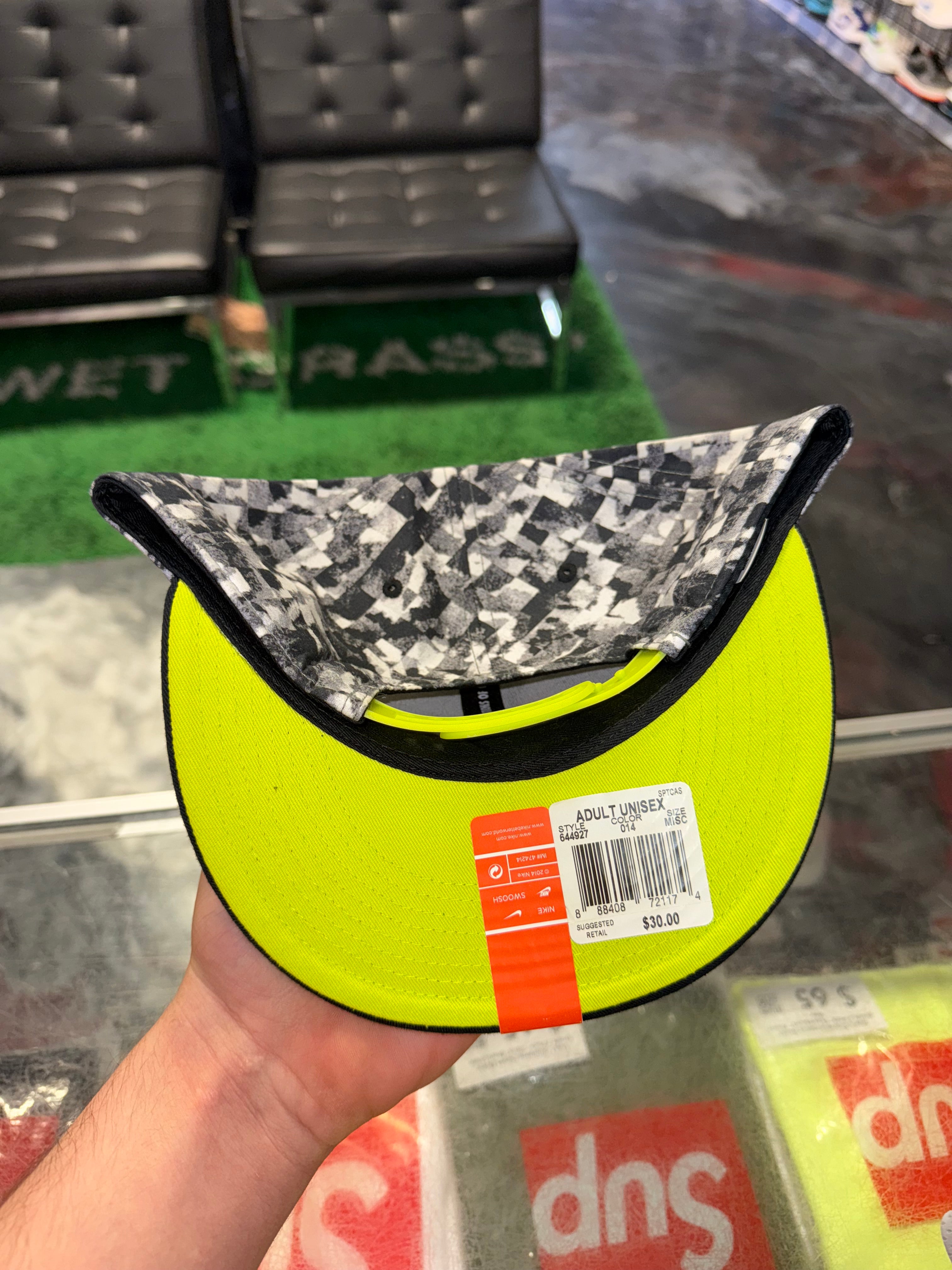 Size OS Nike SnapBack Hat “Volt Grey Black” Brand New