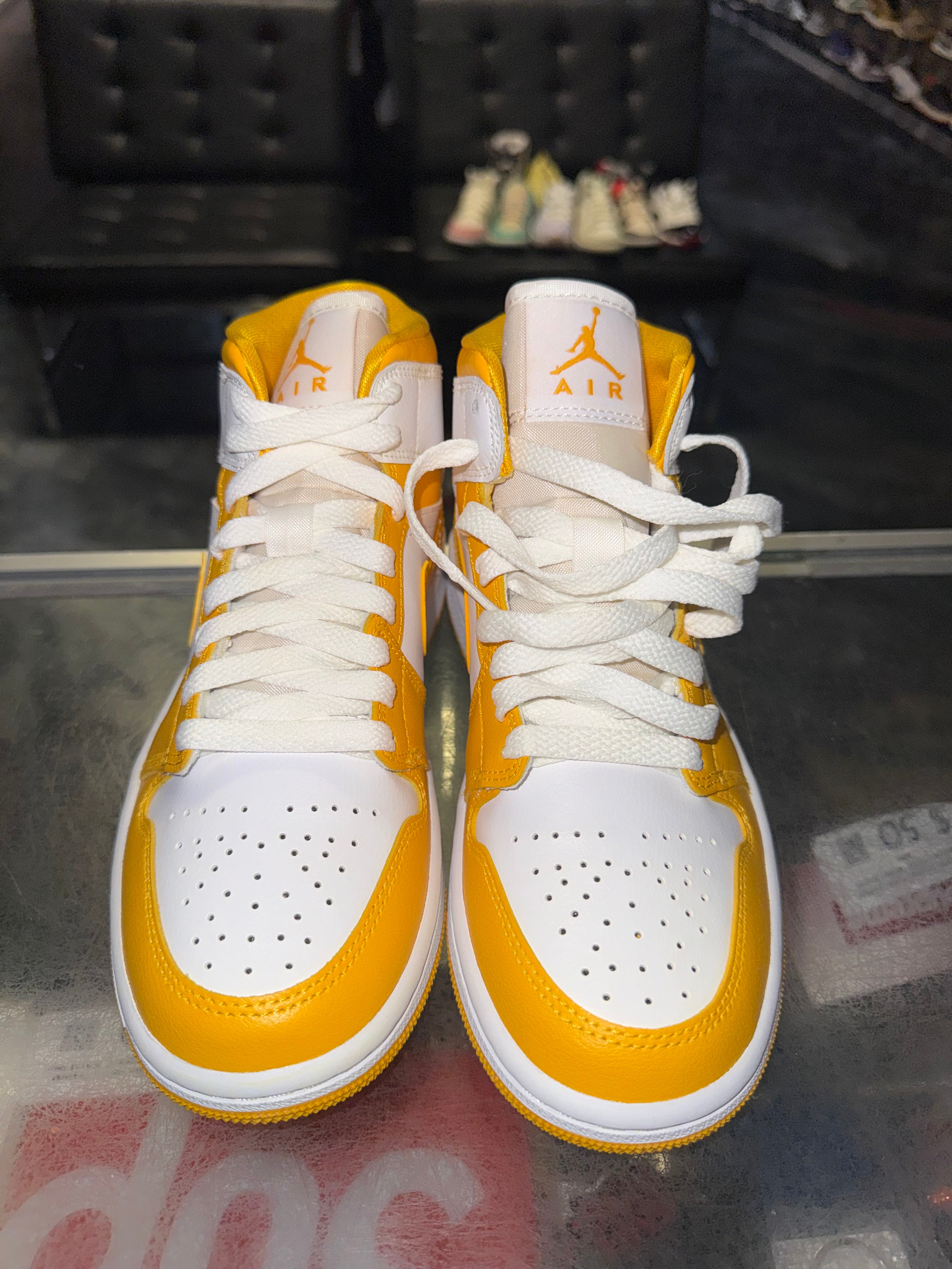 Size 4 (5.5W) Air Jordan 1 Mid "White University Gold" Brand New