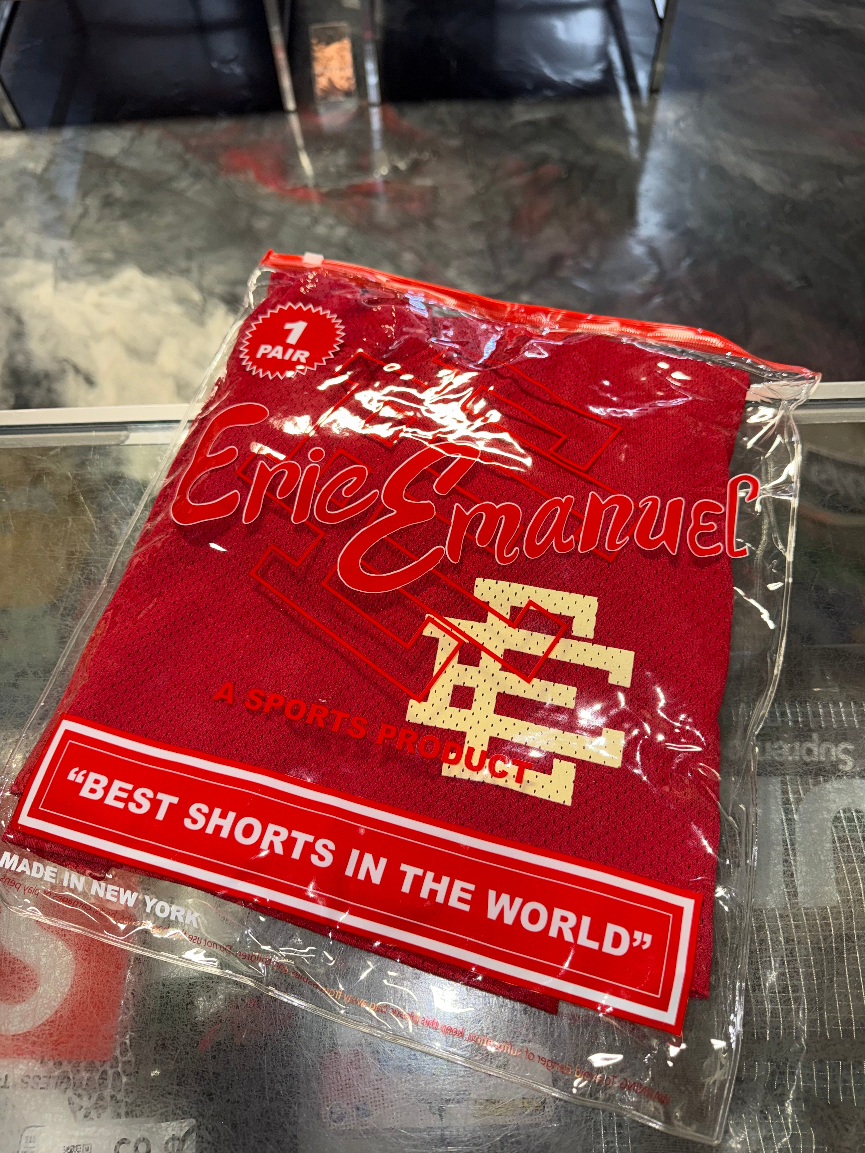 Size L Eric Emanuel EE Shorts “Red/Cream” Brand New