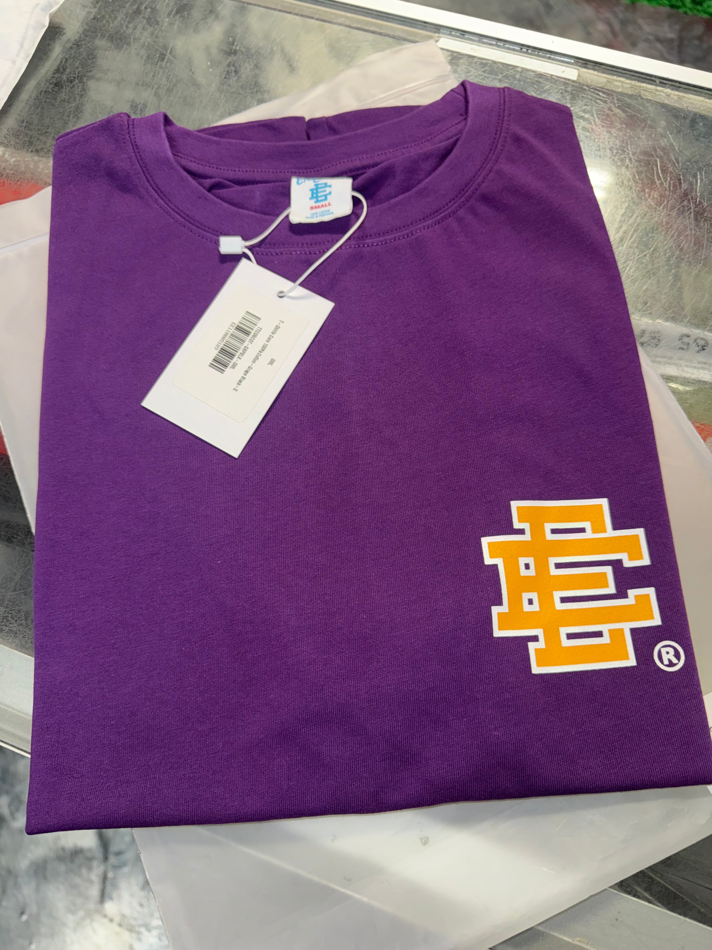 Size S Eric Emanuel EE Tee “Purple/Yellow” Brand New