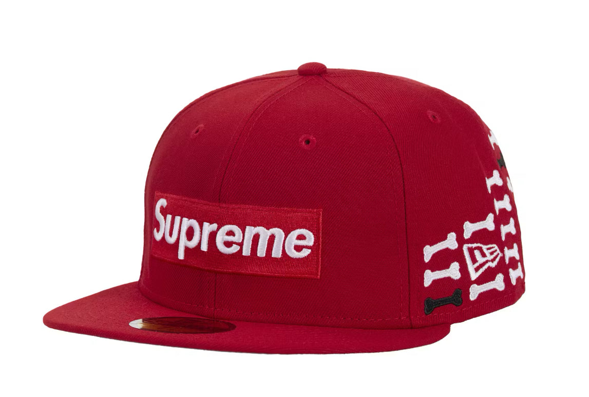 Size 7 3/4 Supreme Bones Box Logo Fitted Hat “Red” Brand New