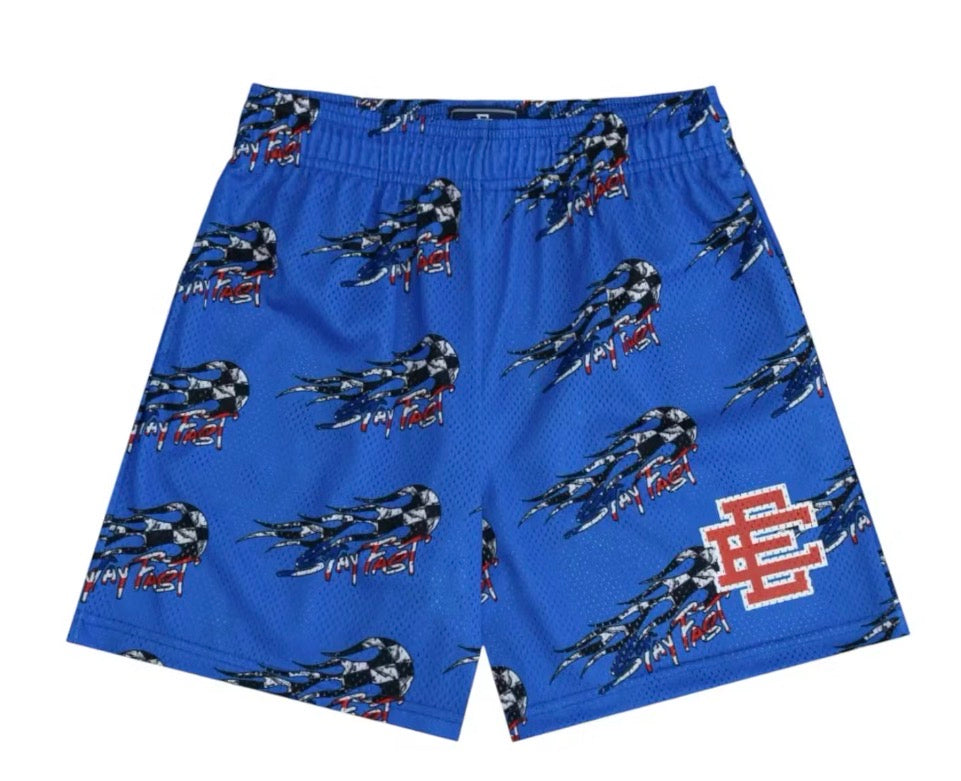 Size XL Eric Emanuel x Matty Boy EE Shorts “Blue/Red” Brand New