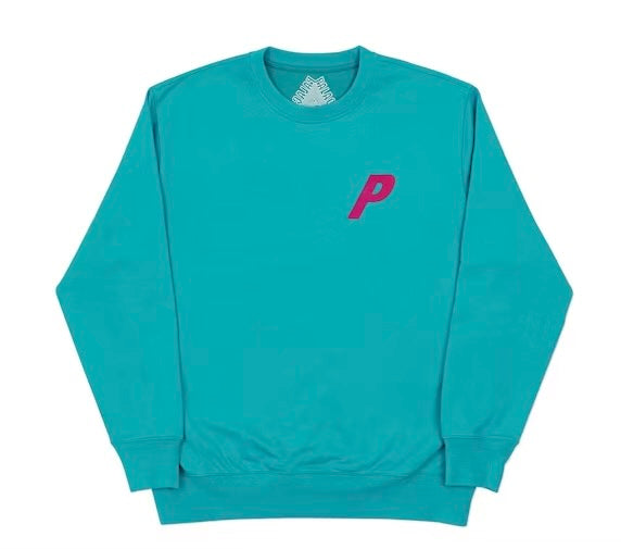 Size XL Palace Classic Logo Crewneck “Emerald/Pink”