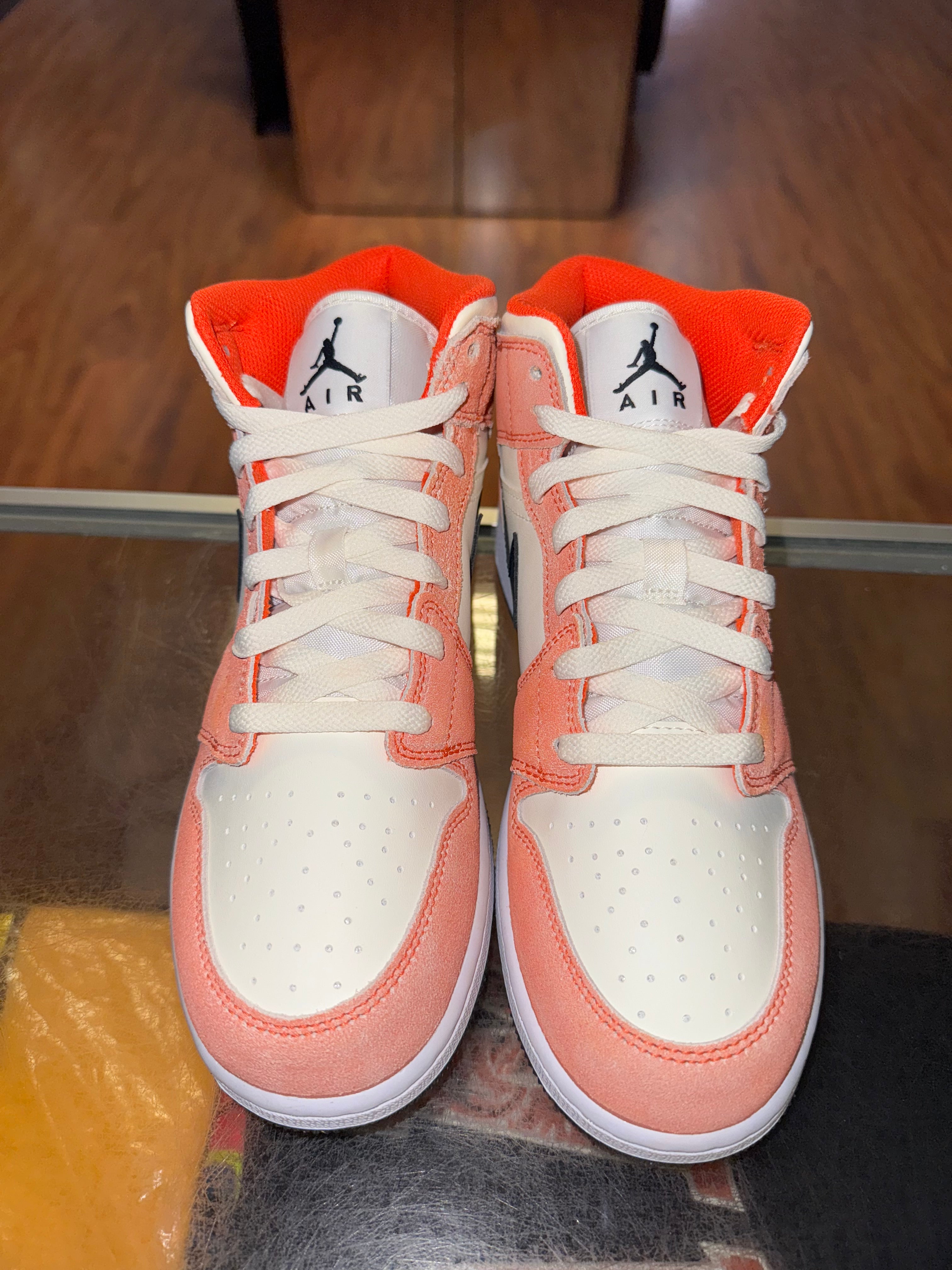 Size 6y Air Jordan 1 Mid “Washed Orange” Brand New