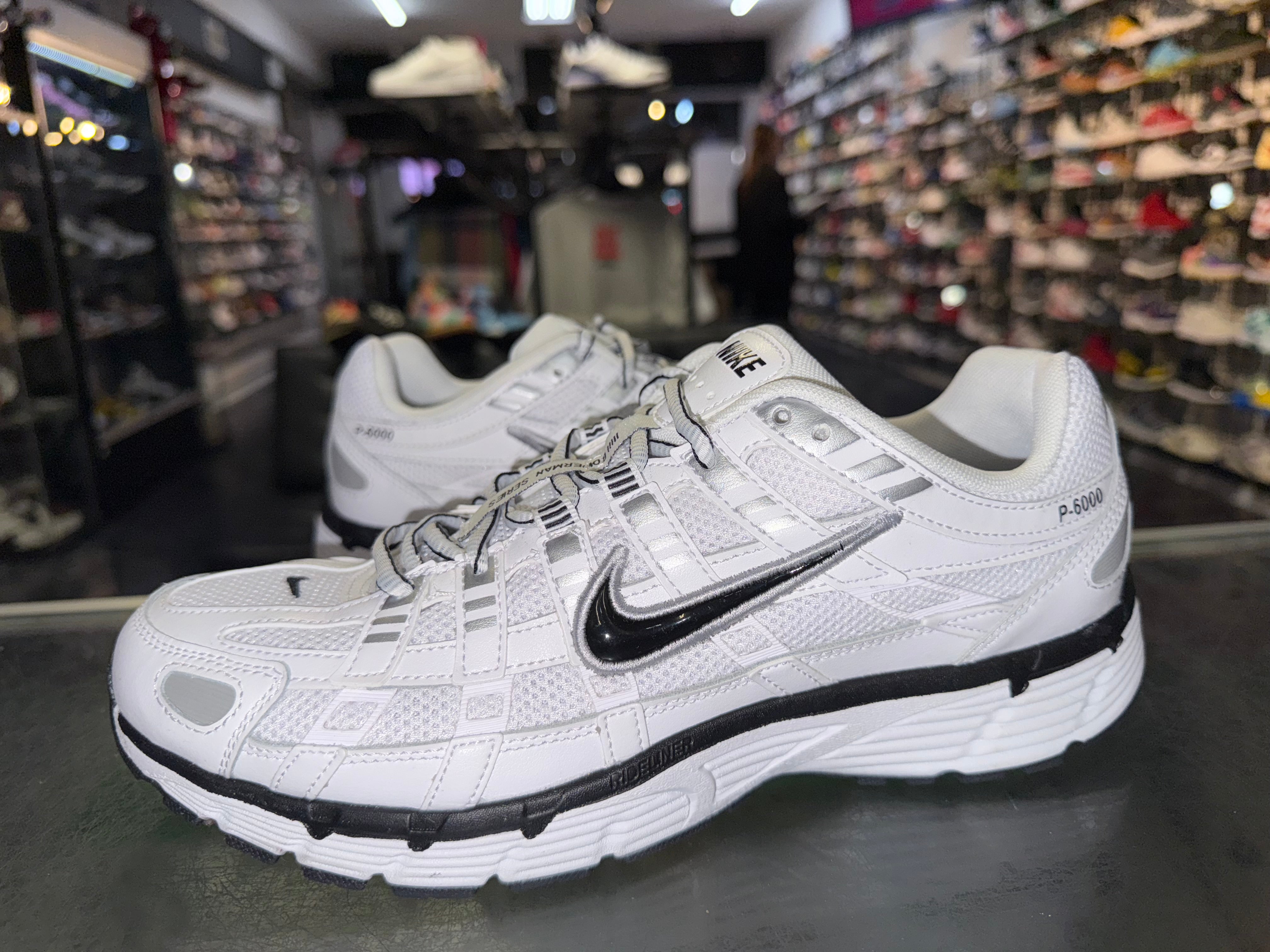 Size 9 Nike P-6000 "White Metallic Silver"