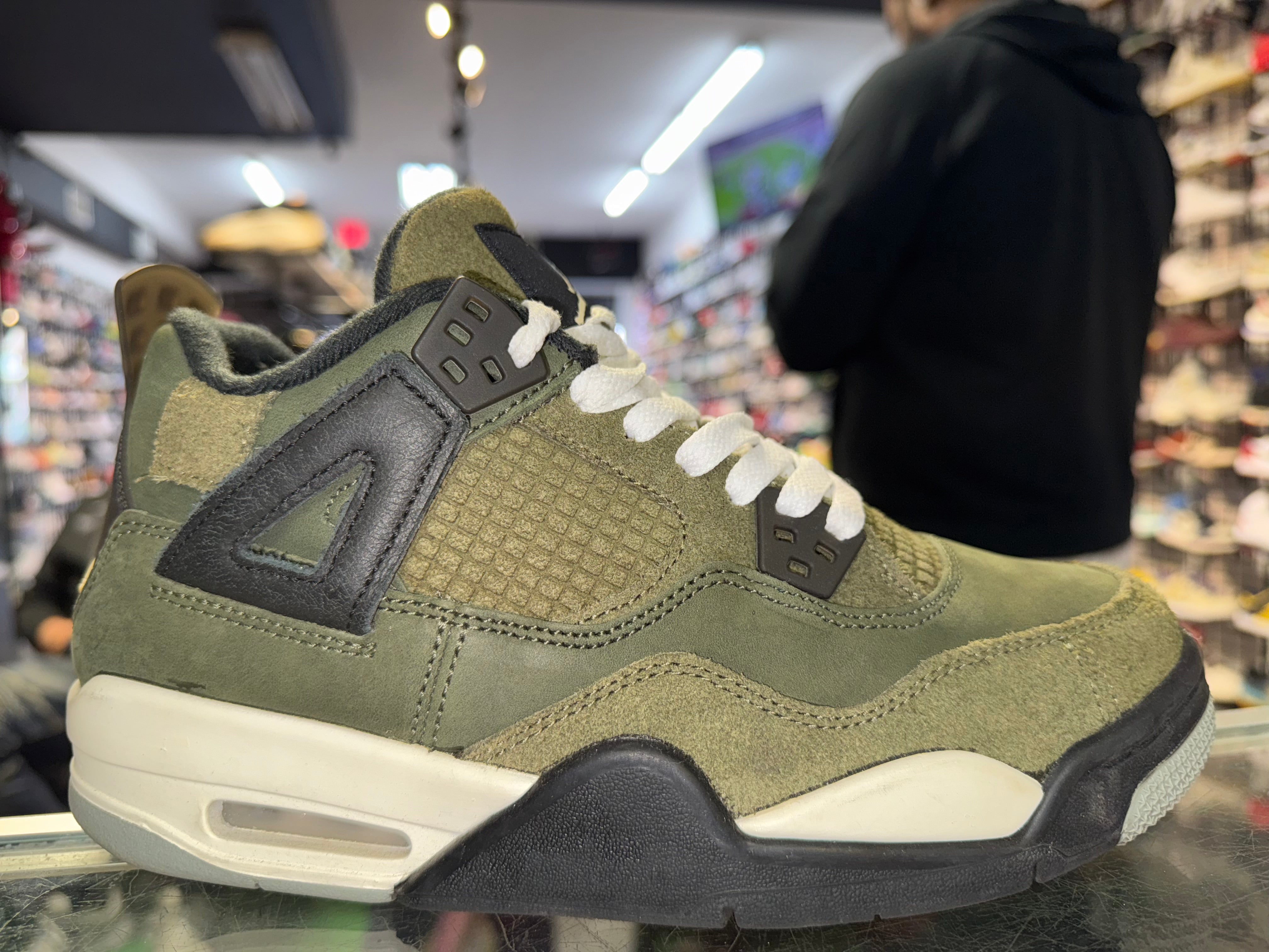 Size 6.5y Air Jordan 4 Craft "Olive"