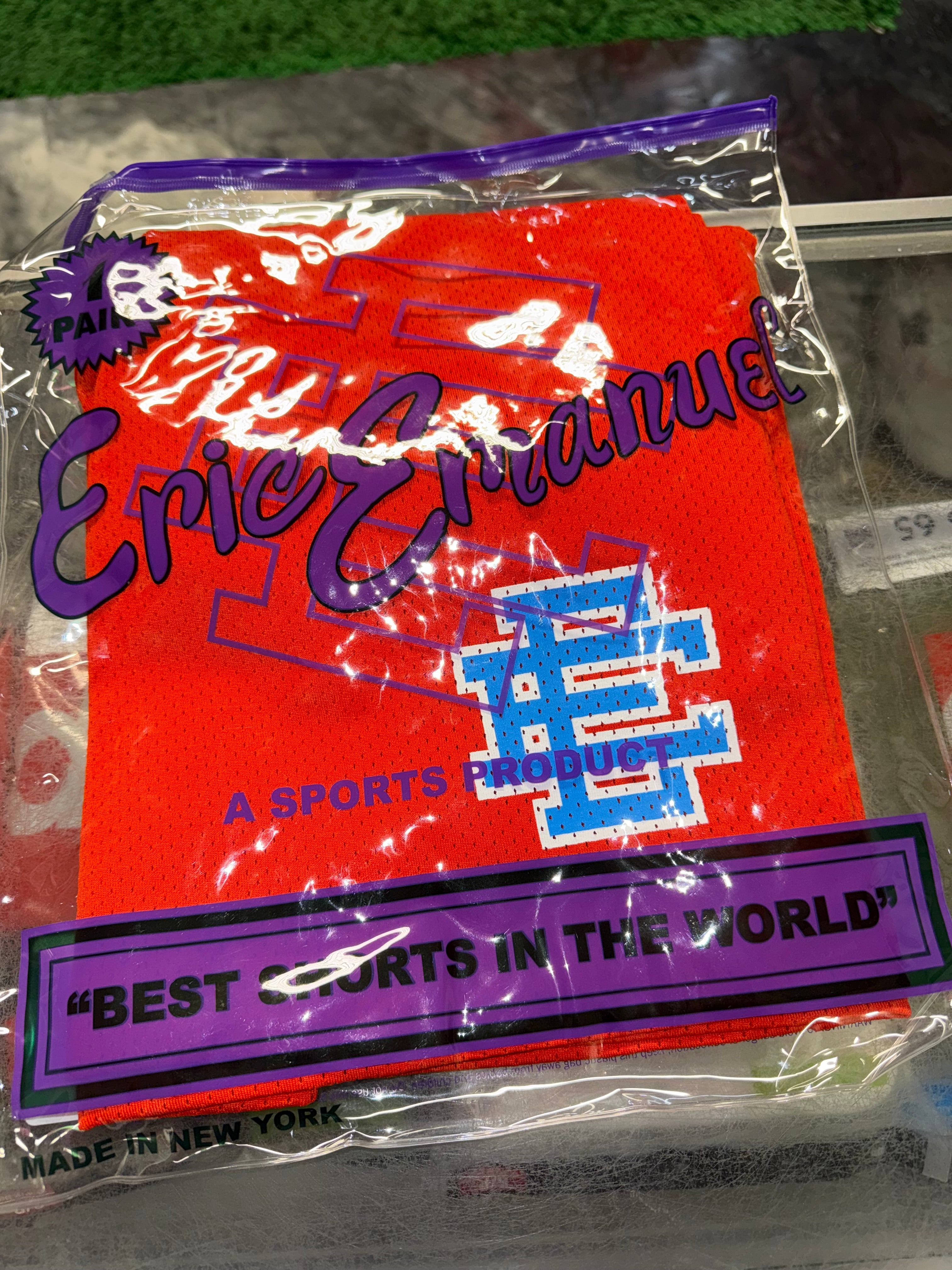 Size M Eric Emanuel EE Basic Shorts “Orange/Laser Blue” Brand New