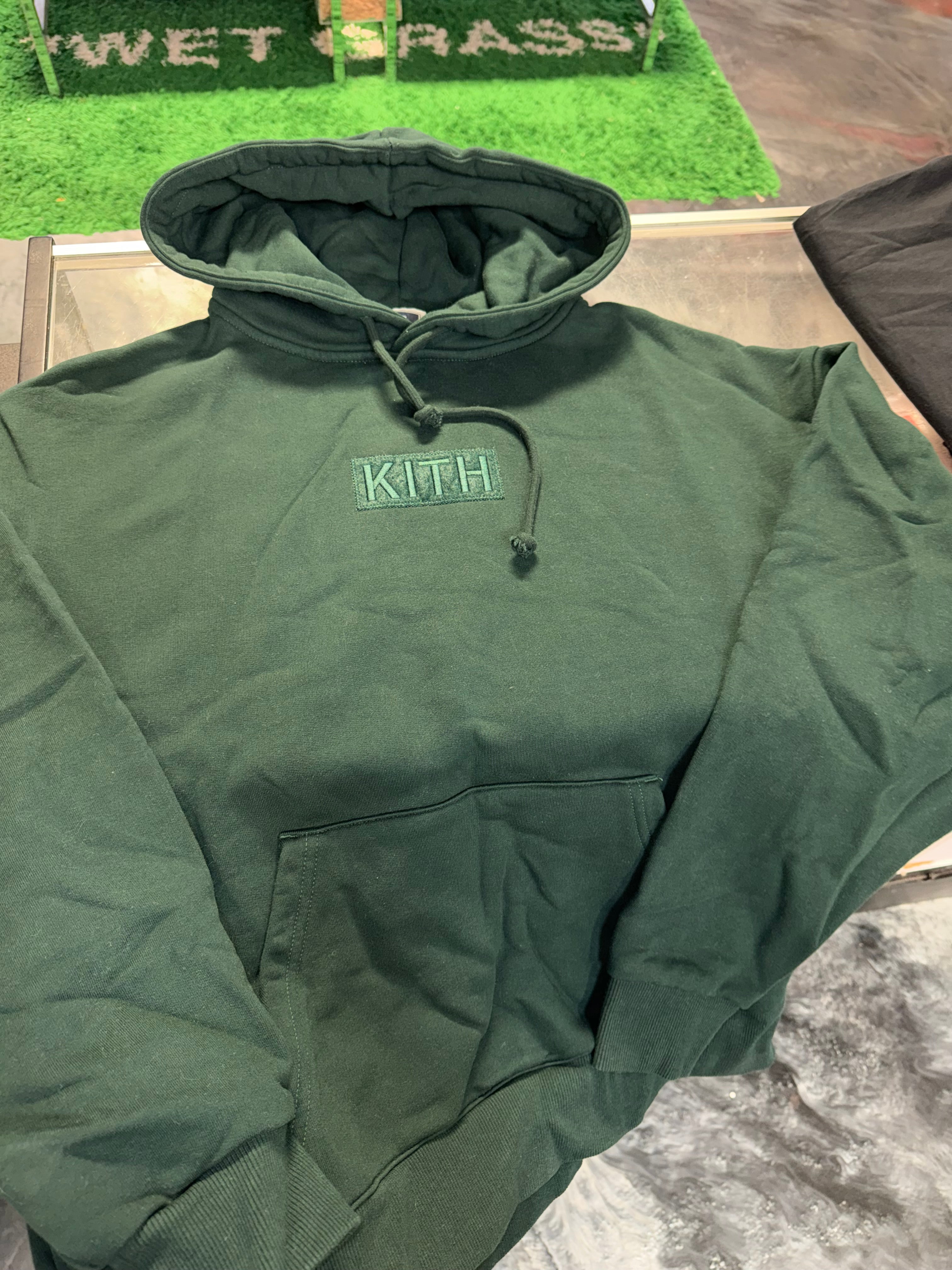 Size L Kith Felt Box Logo Hoodie “Forest Green”
