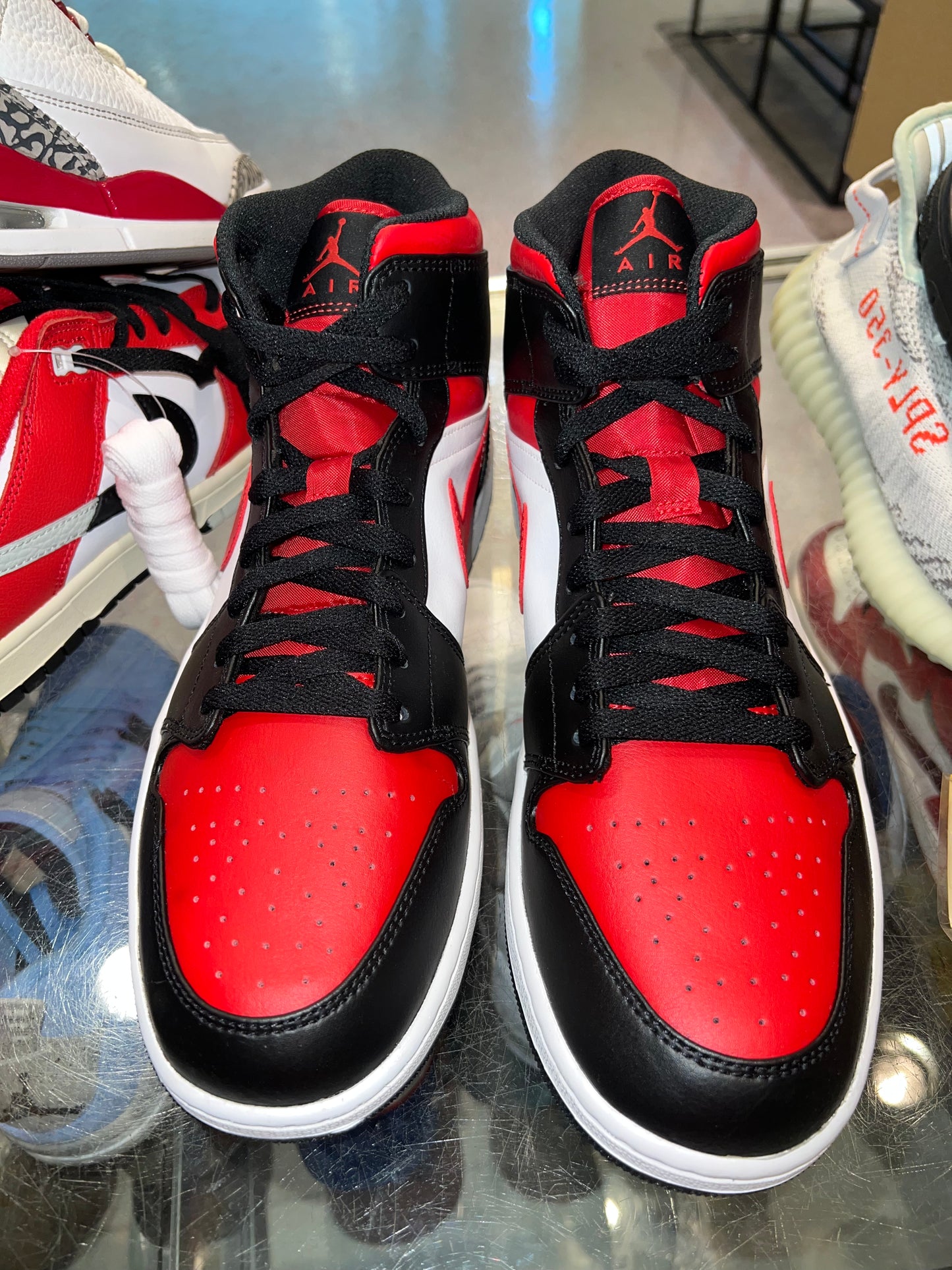 Size 12 Air Jordan 1 Mid “Black Red White” Brand New (Mall)