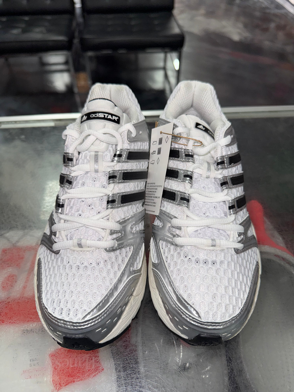 Size 9 (10W) Adidas Adistar Control 5 “White Black/Silver” Brand New