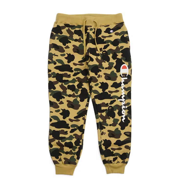 Size L (Fits M) Bape x Champion Sweatpants “Yellow Camo”