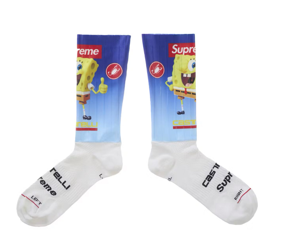 Size L/XL Supreme SpongeBob Castelli Socks “White” Brand New