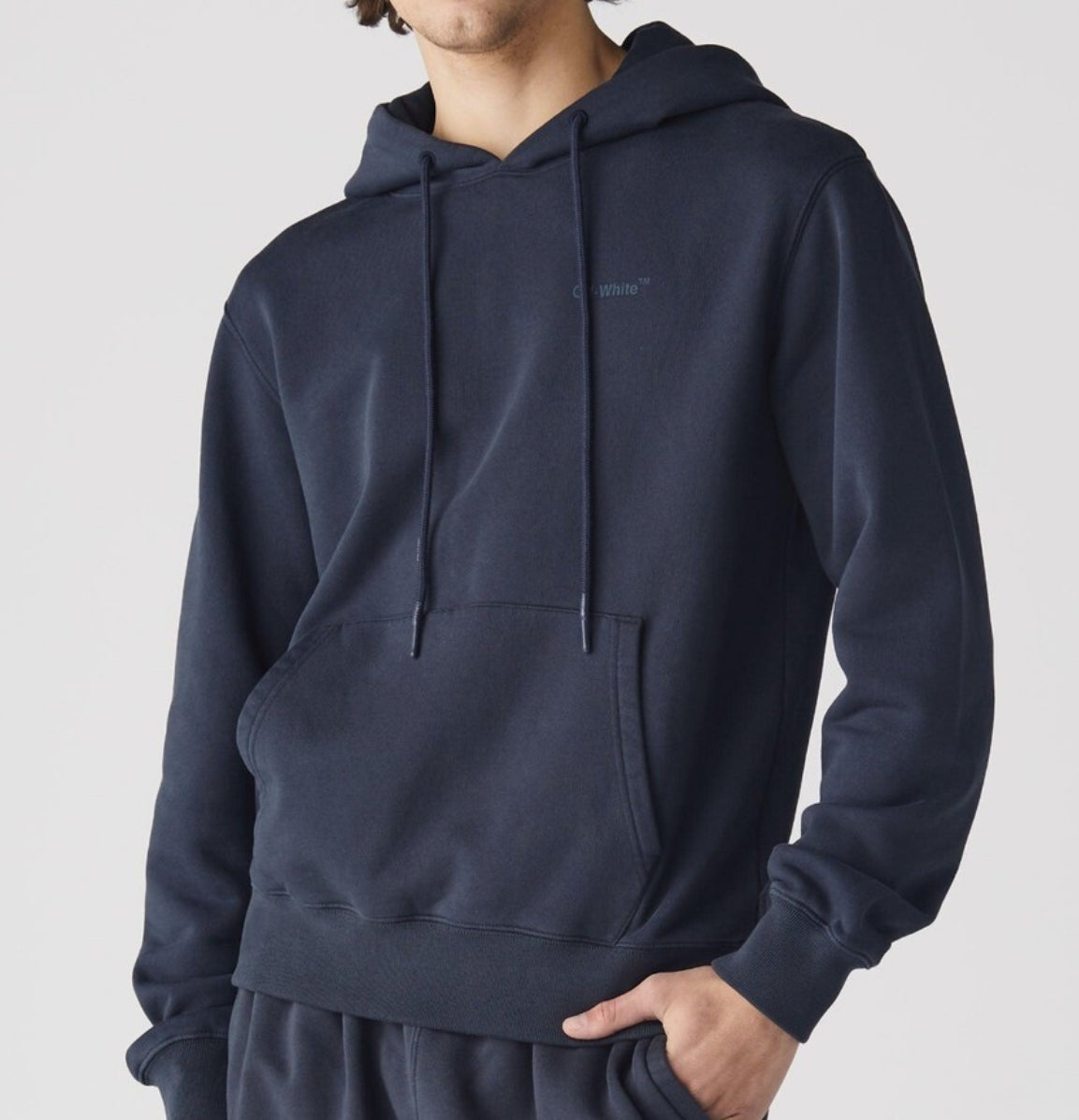 Size L Off-White Diagonal Logo Hoodie “Navy”