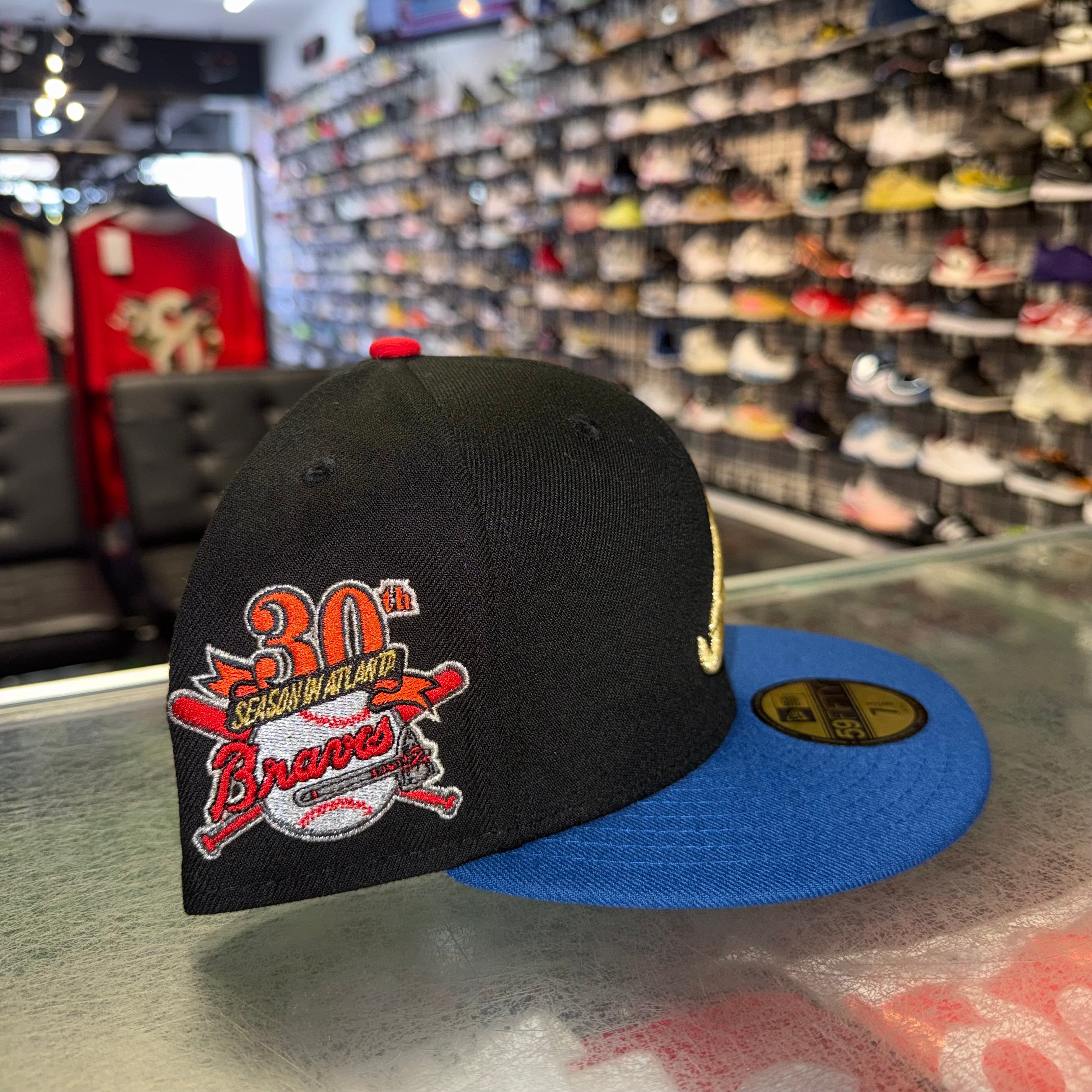 Size 7 3/8 New Era Fitted Hat “Braves 30th Blue/Black” Brand New