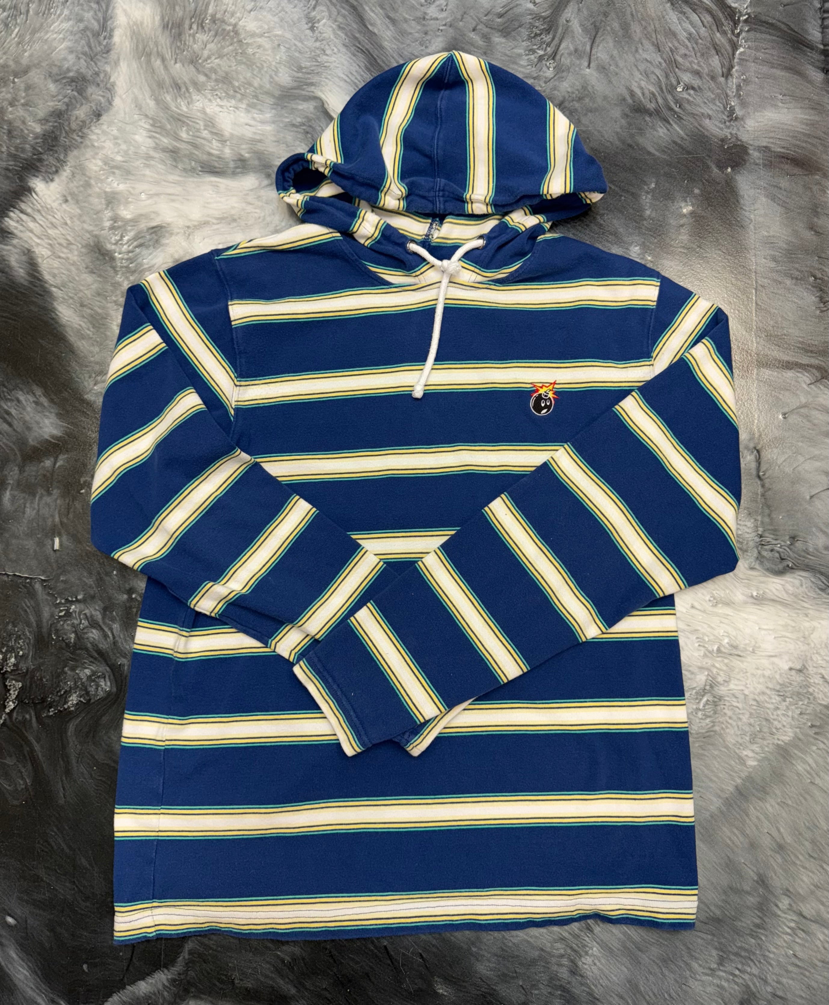 Size L The Hundreds Striped Hoodie "Blue"