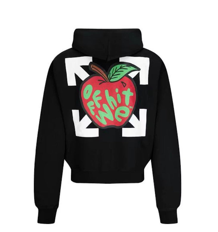 Size M Off White Apple Print Hoodie “Black”