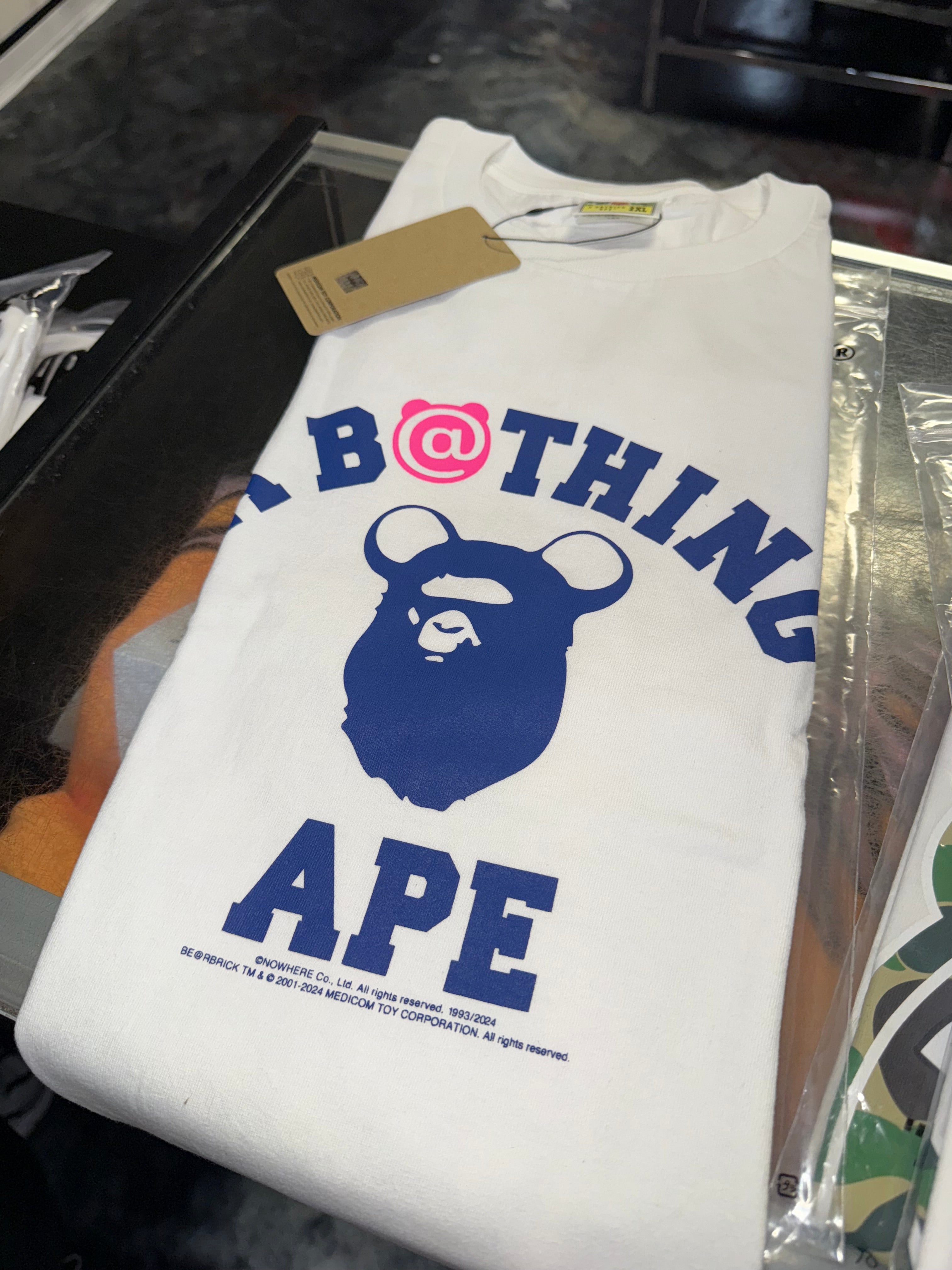 Size XXL Bape Medicom Toy College Logo Tee "Blue White" Brand New