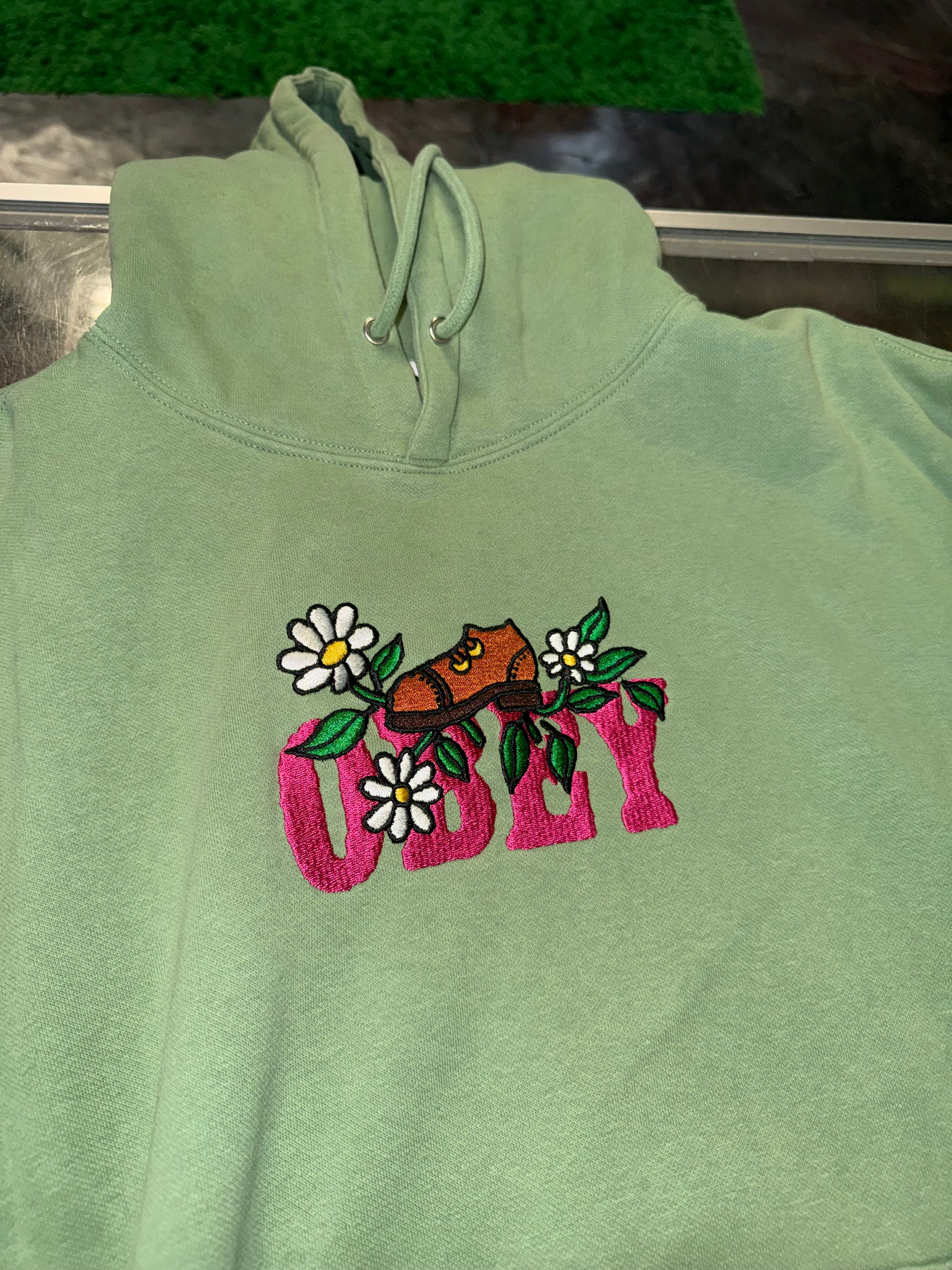 Small Obey Hoodie Olive Green