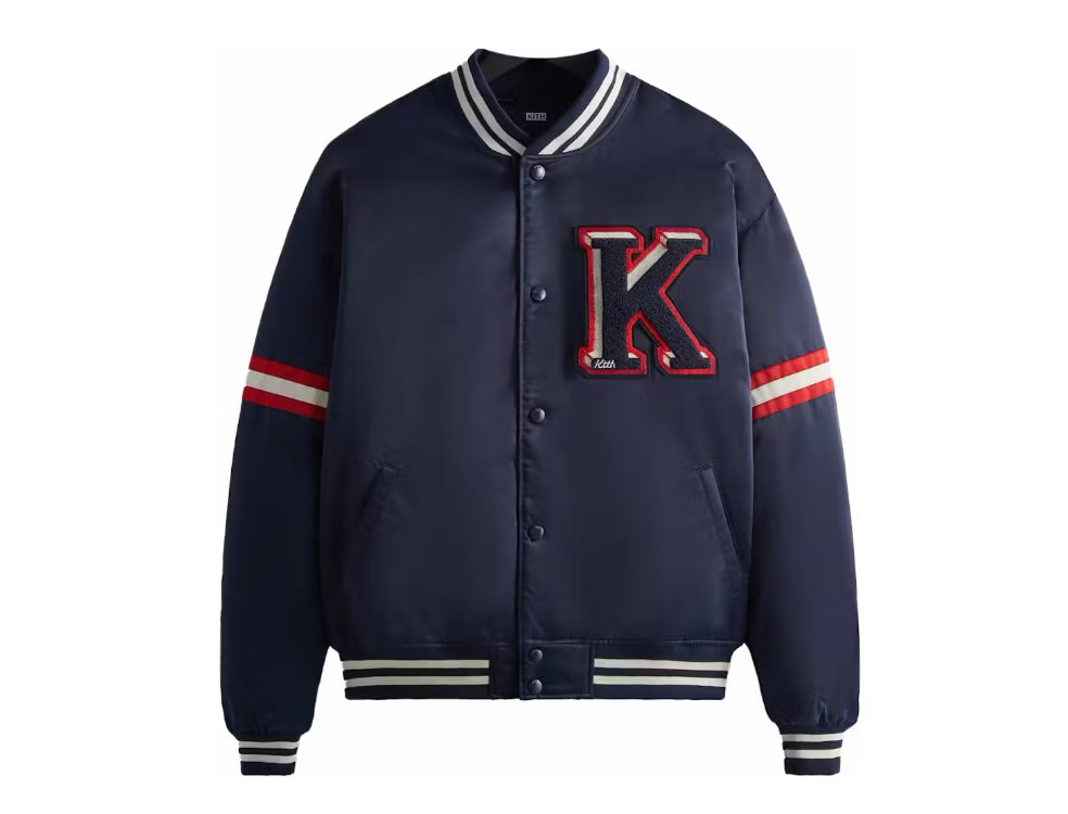 Size S Kith Satin Bomber Jacket “Navy/Red”