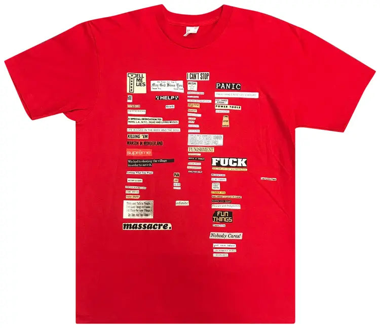 Size M Supreme Cutouts Tee FW18 “Red” Worn 1x