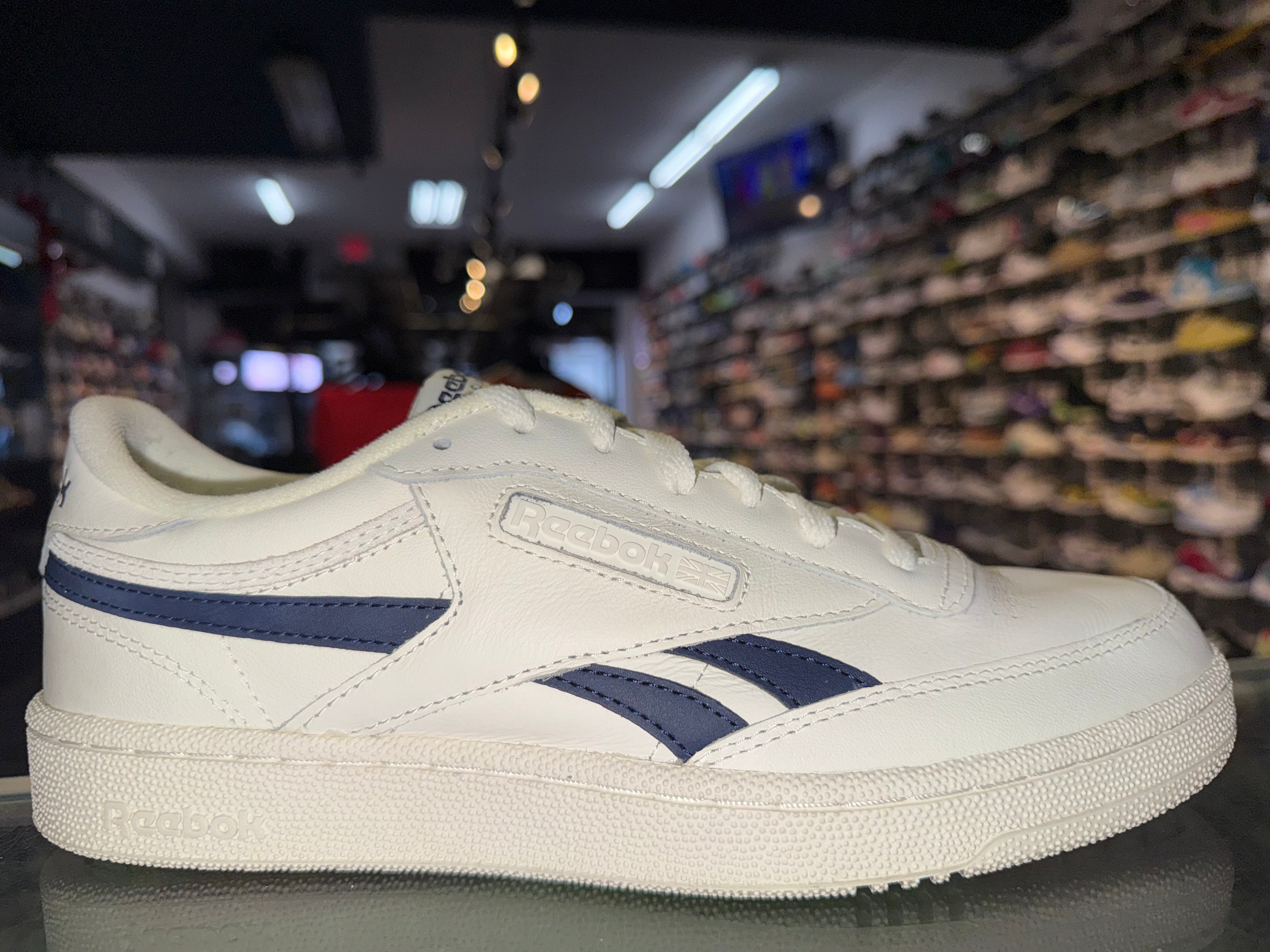 Size 9.5 Reebok Classic "White/Navy"