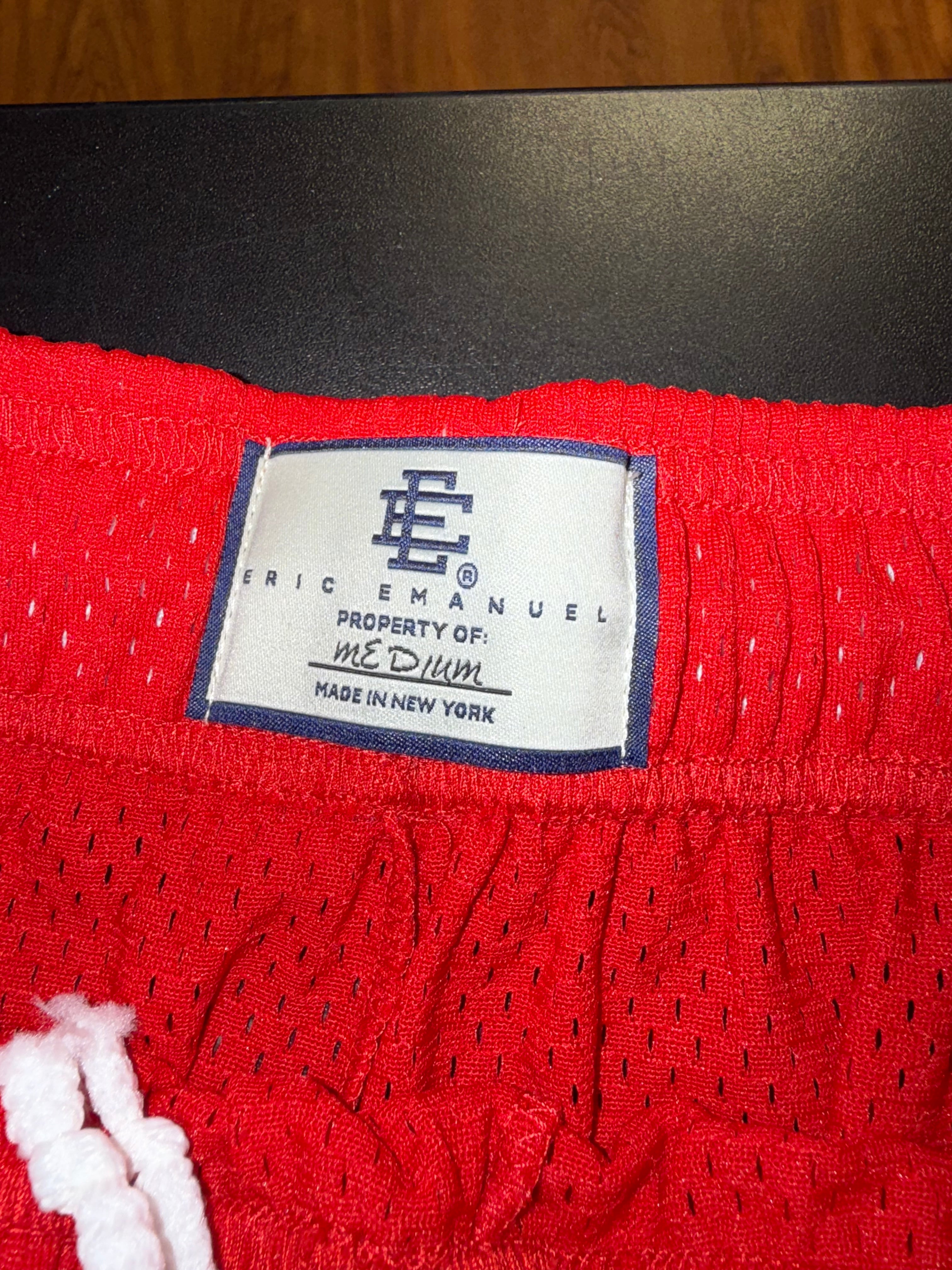 Size M Eric Emanuel EE Shorts “Red/Silver” Brand New – Direct Kicks