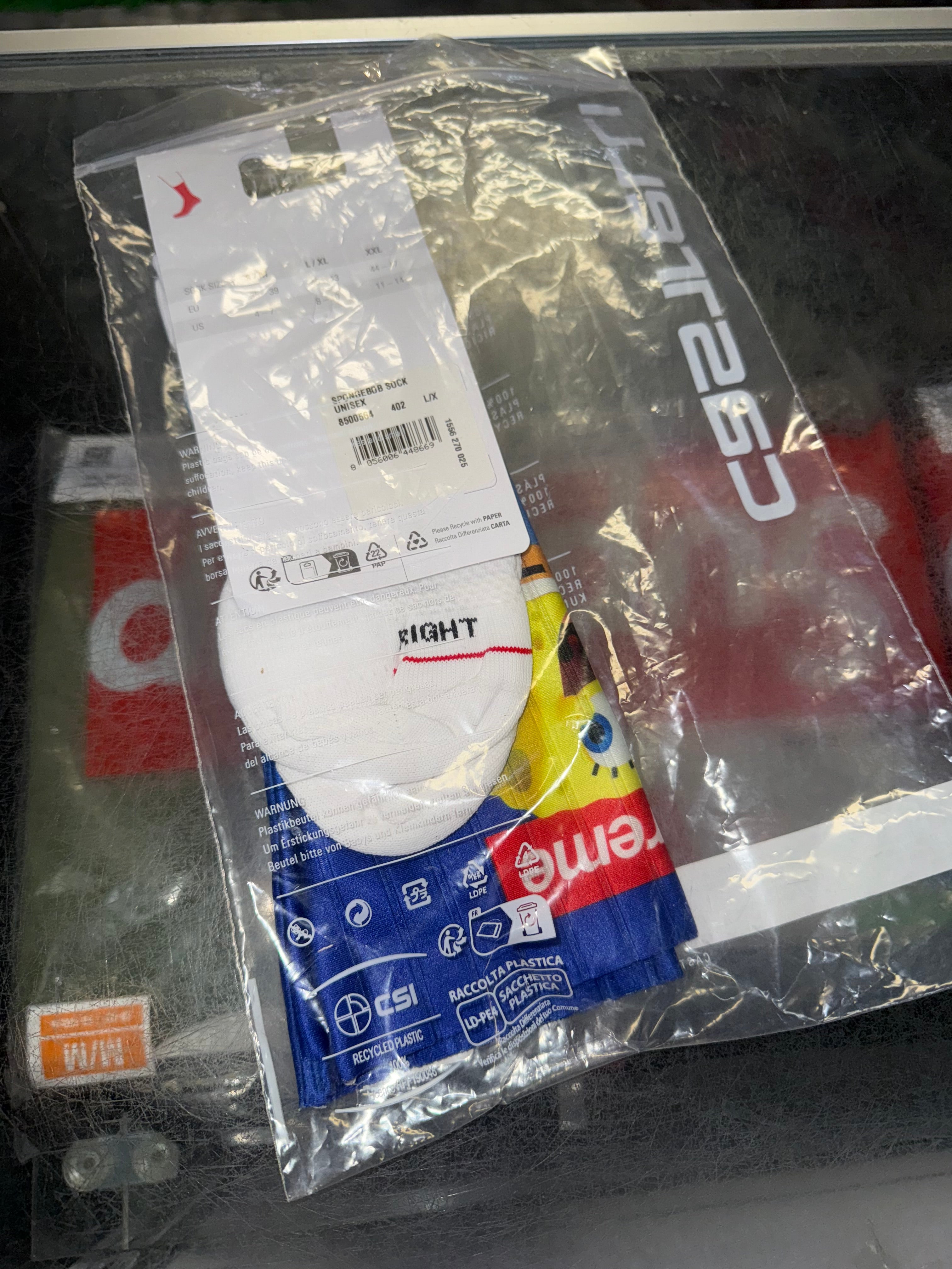 Size L/XL Supreme SpongeBob Castelli Socks “White” Brand New