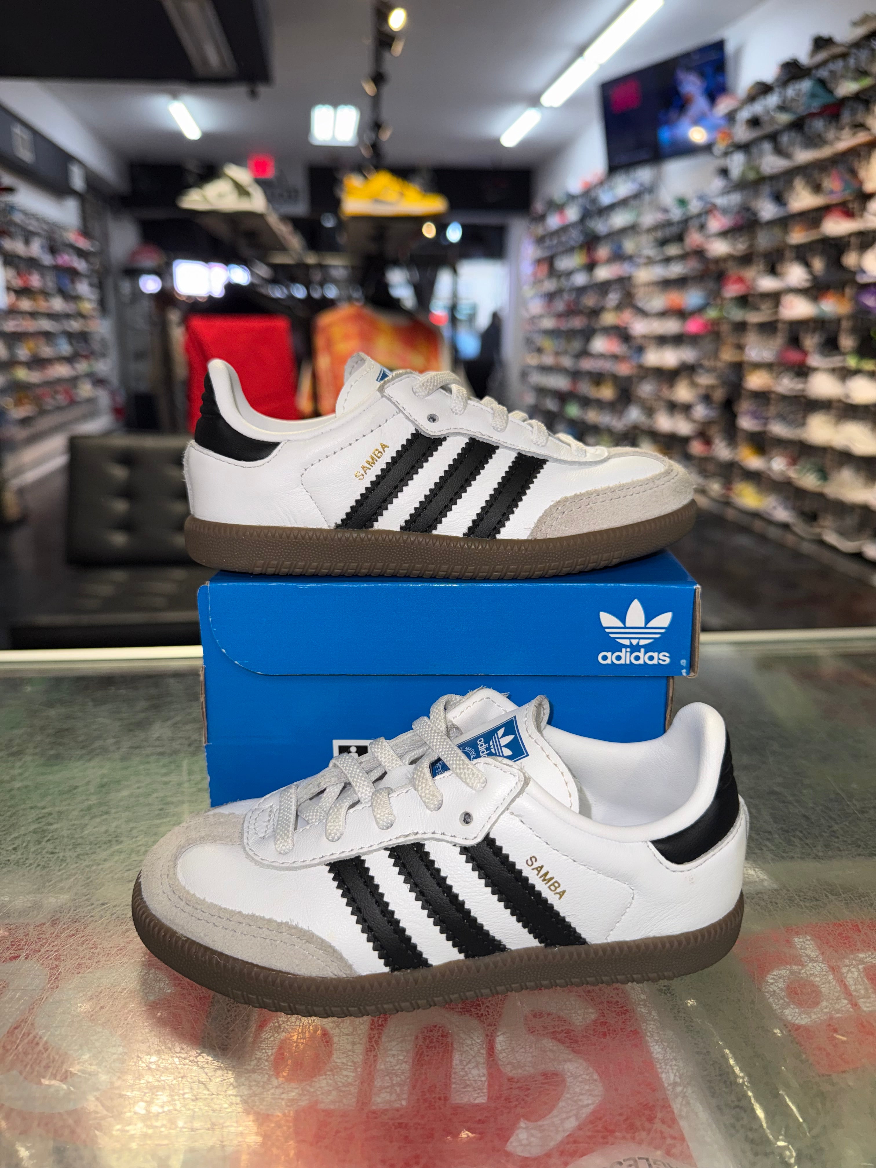 Size 8.5c Adidas Samba OG "White Black" (TD)