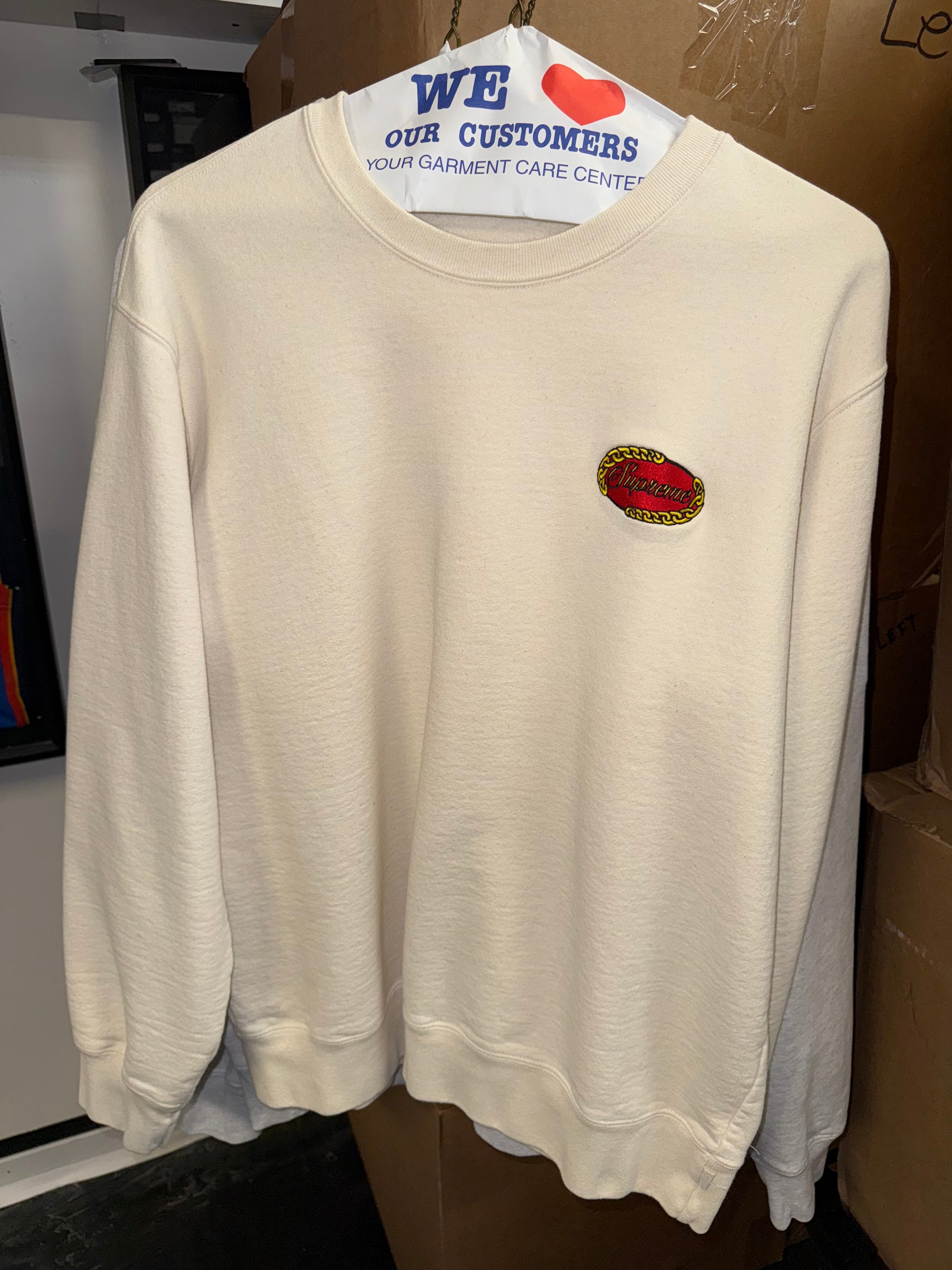 Size L Supreme Chainlink Crewneck “Cream”