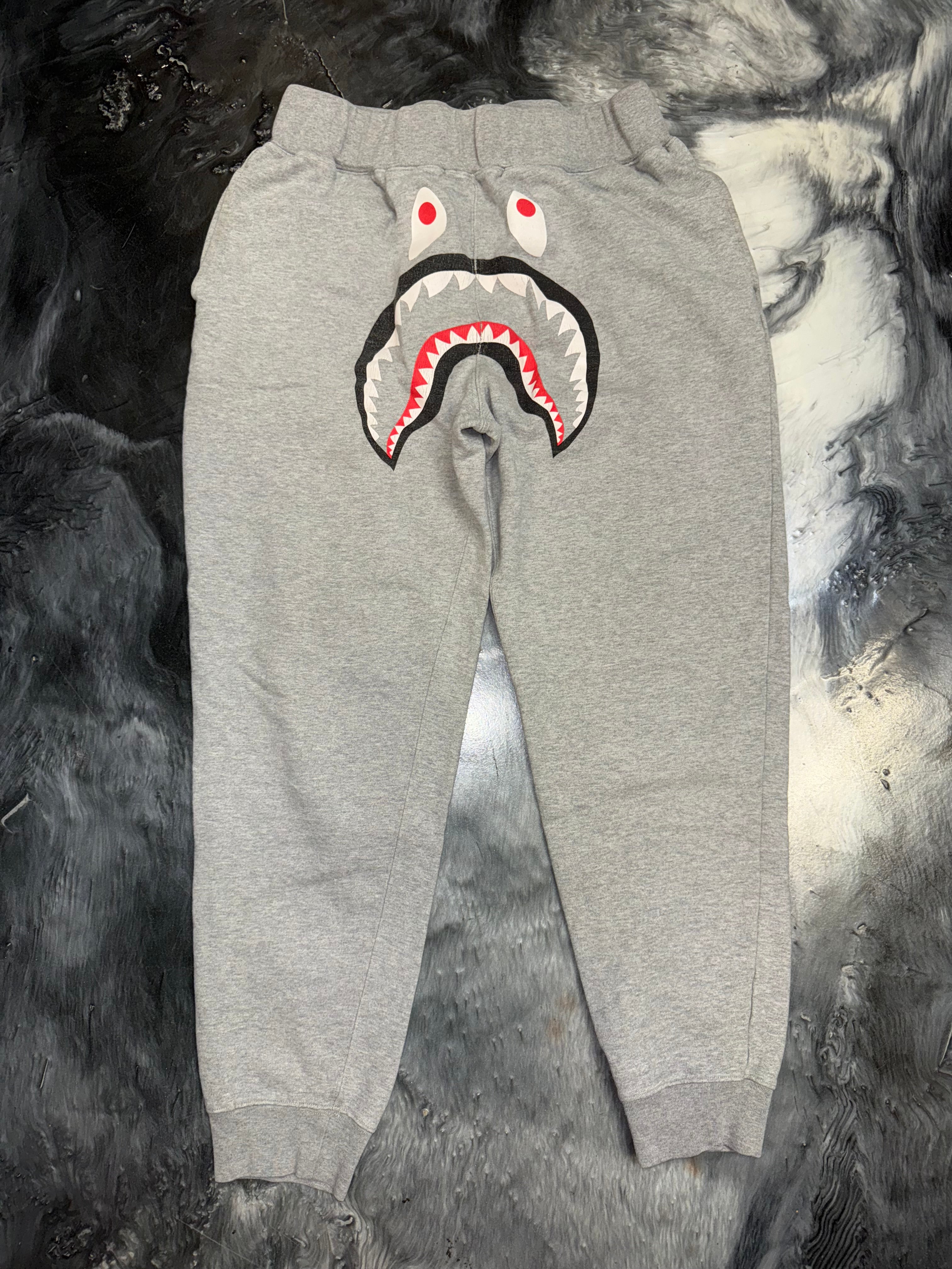 Size XL (Fits L) Bape WGM Shark Sweatpants “Grey”