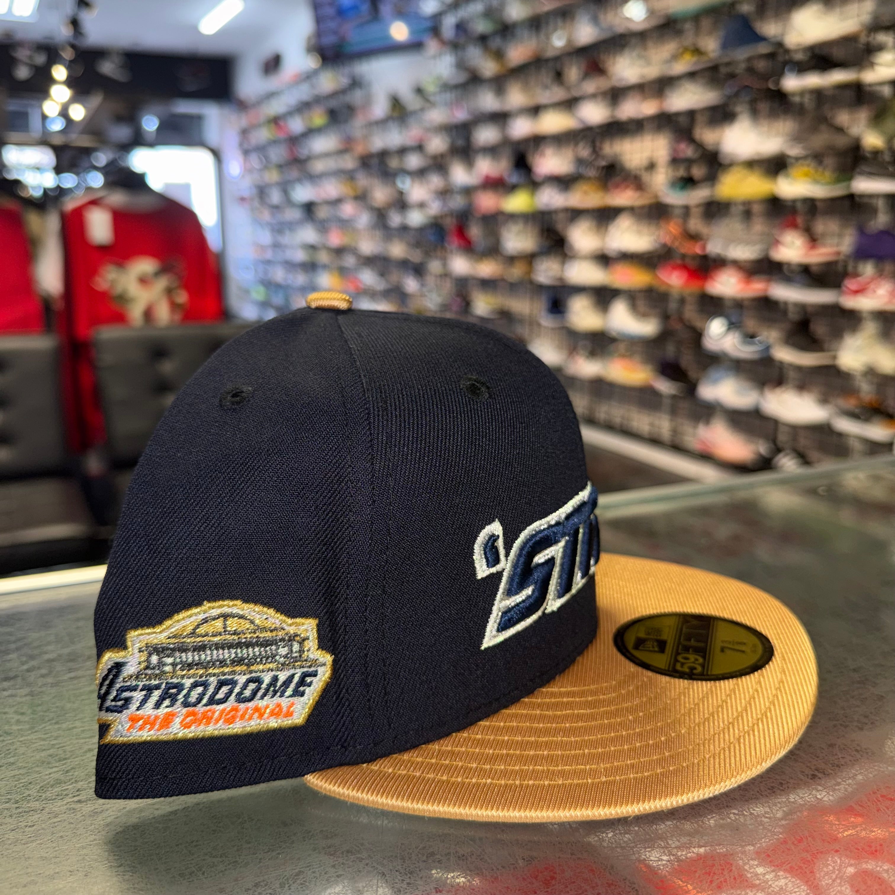 Size 7 3/8 New Era Fitted Hat “Astros Gold Brim” Brand New