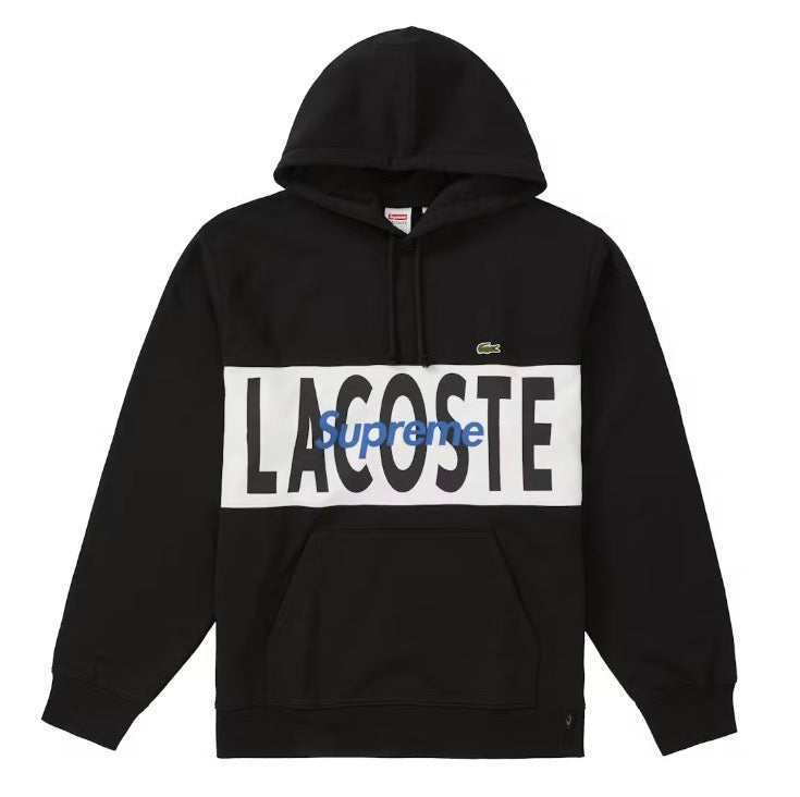 Size M Supreme Lacoste Chest Panel Hoodie “Black/Blue”