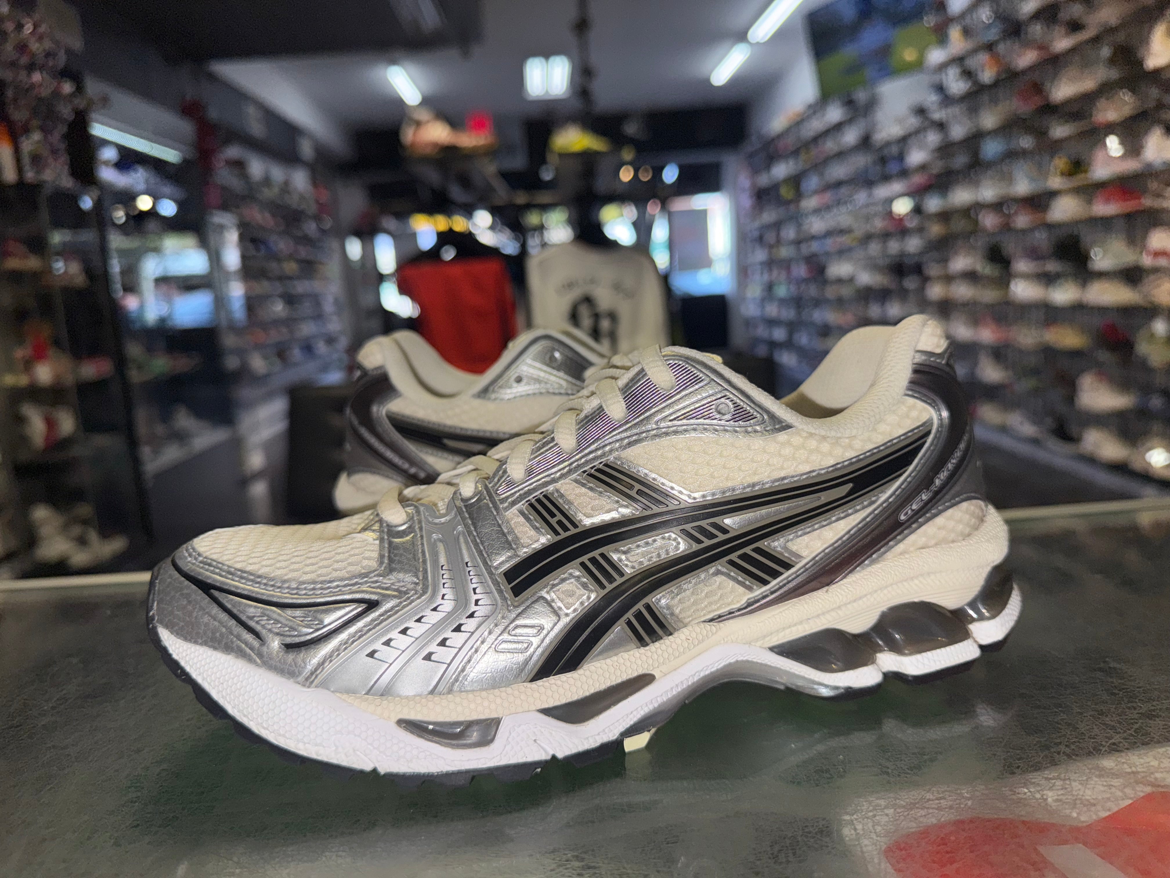 Size 5.5 Asics Gel-Kayano 14 "Cream Black Metallic Plum"