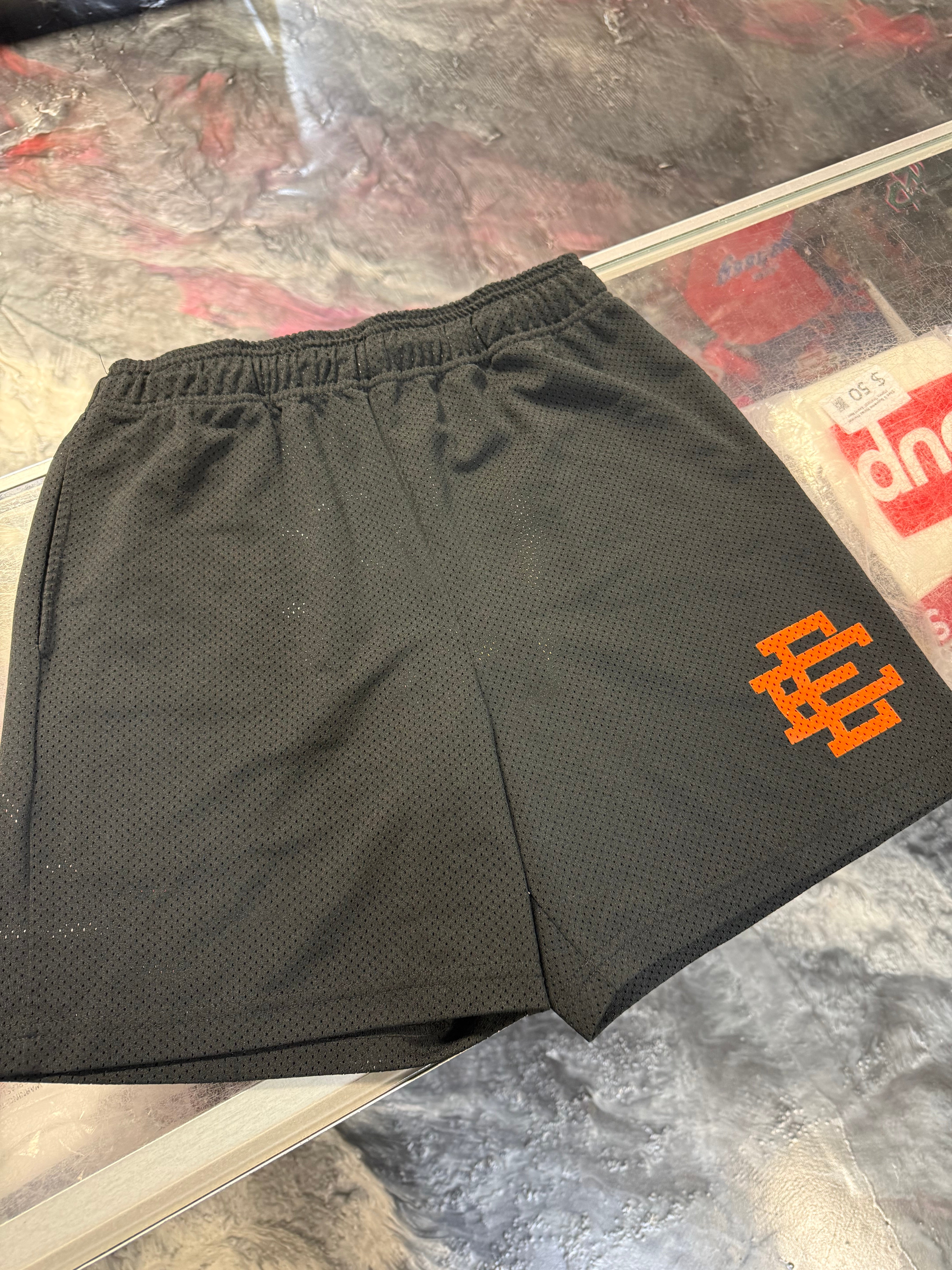 Size L Eric Emanuel EE Shorts “Black/Orange”